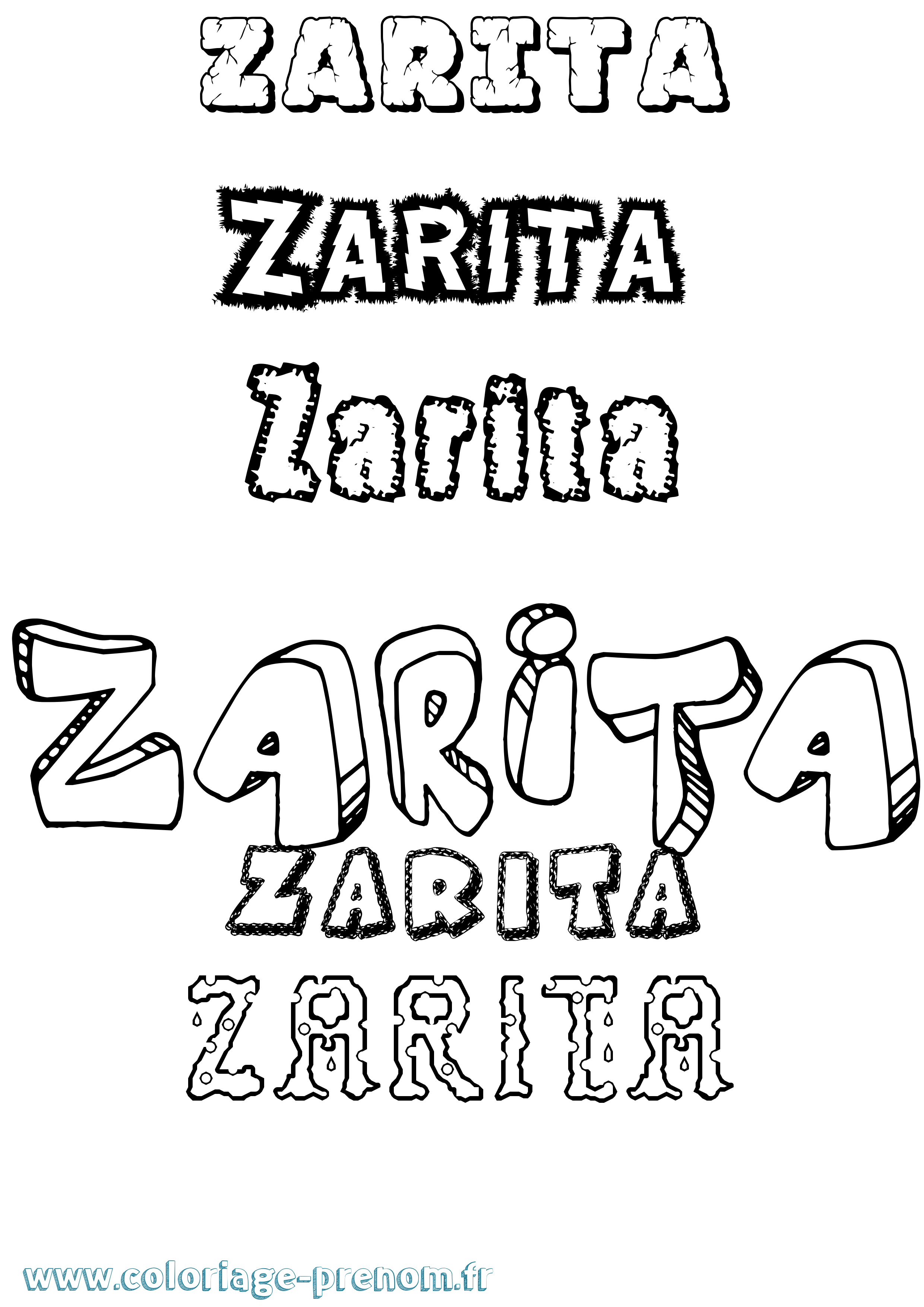 Coloriage Zarita Destructuré Coloriage prénom Zarita Destructuré