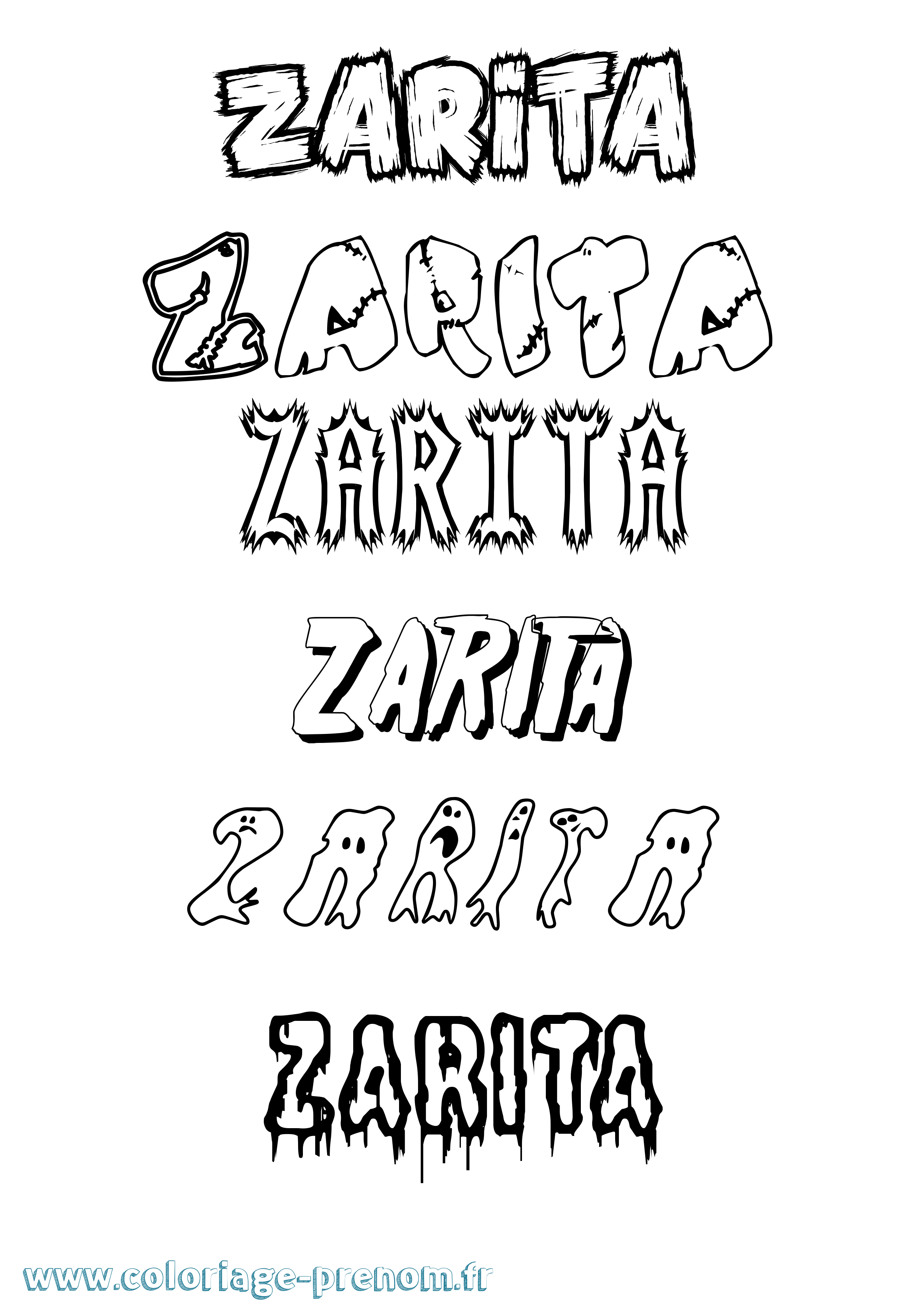 Coloriage Zarita Frisson Coloriage prénom Zarita Frisson