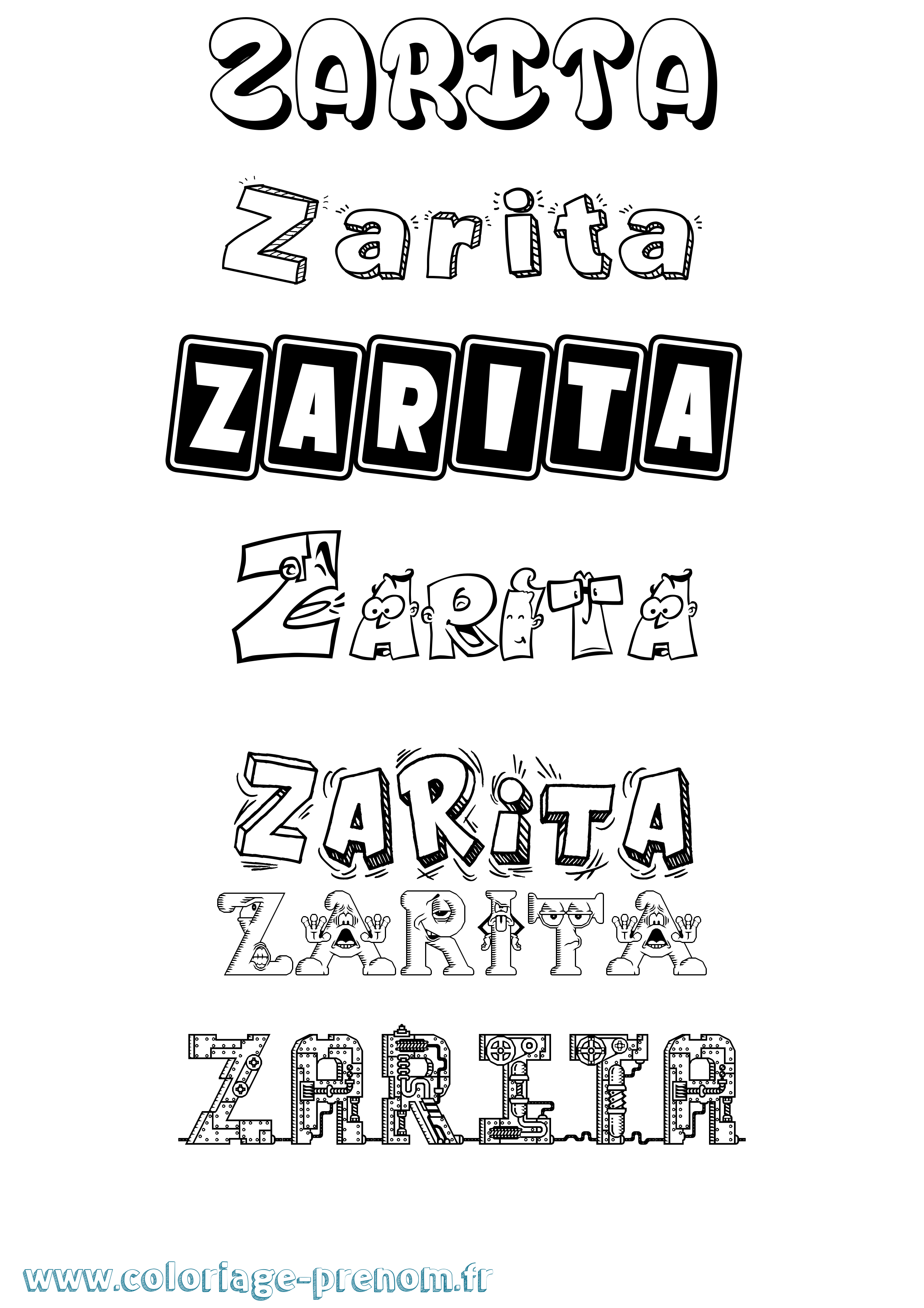 Coloriage Zarita Fun Coloriage prénom Zarita Fun