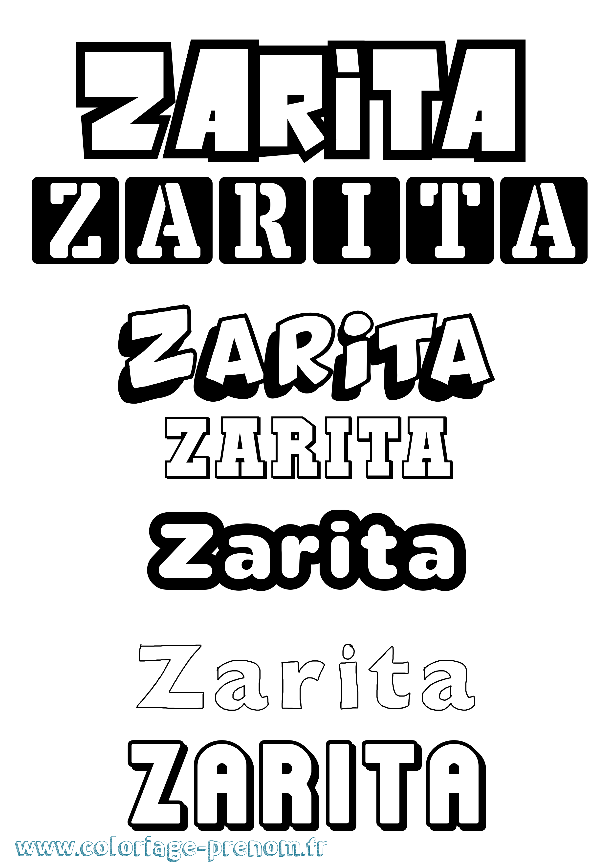 Coloriage Zarita Simple Coloriage prénom Zarita Simple