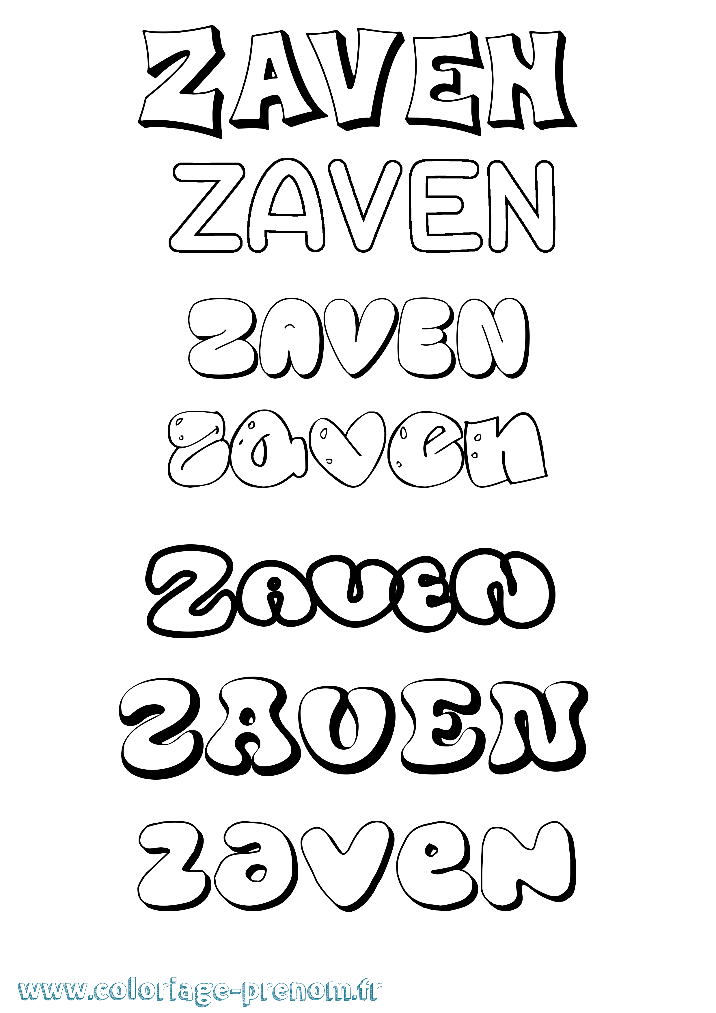Coloriage Zaven Bubble Coloriage prénom Zaven Bubble