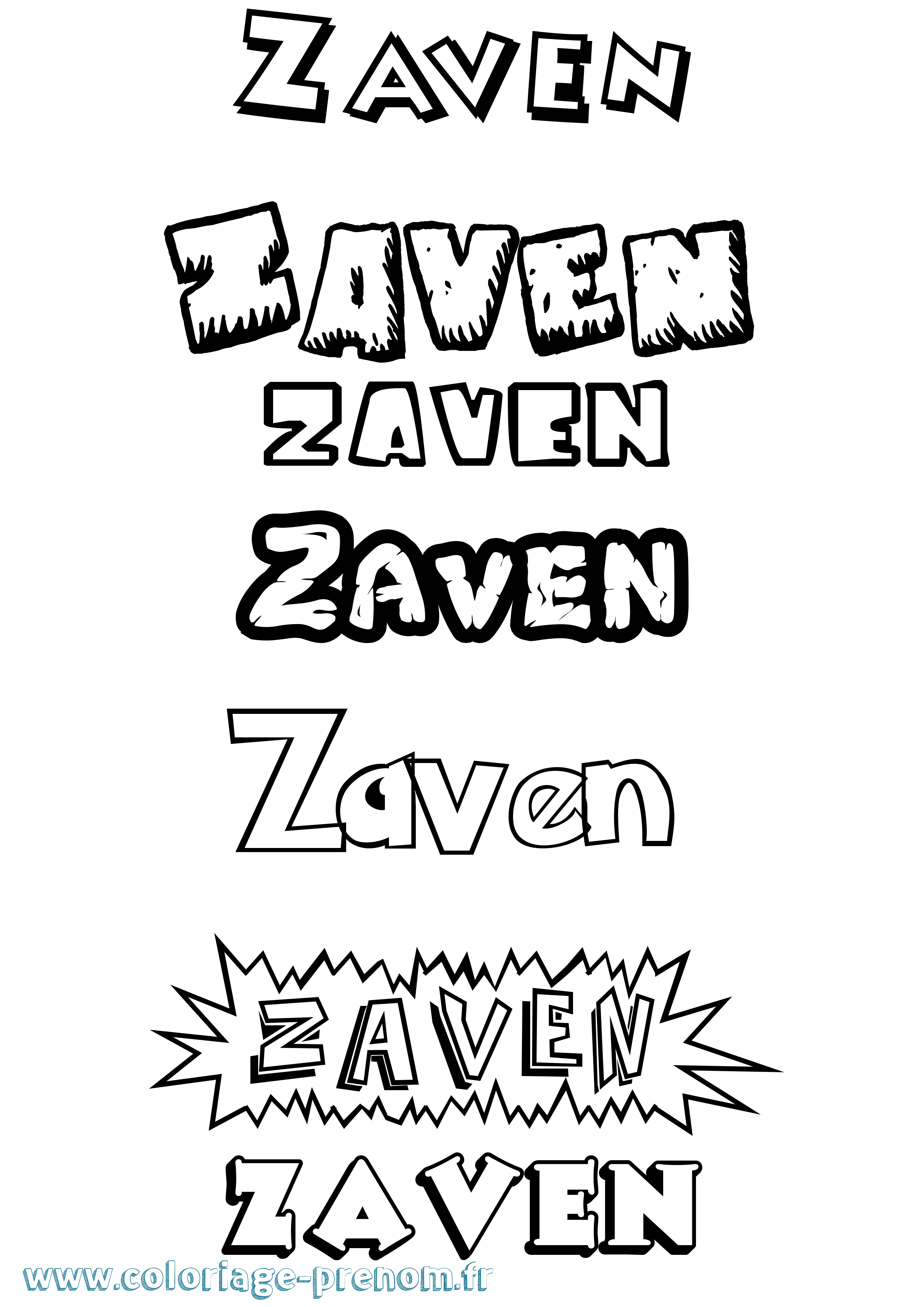 Coloriage Zaven Dessin Animé Coloriage prénom Zaven Dessin Animé