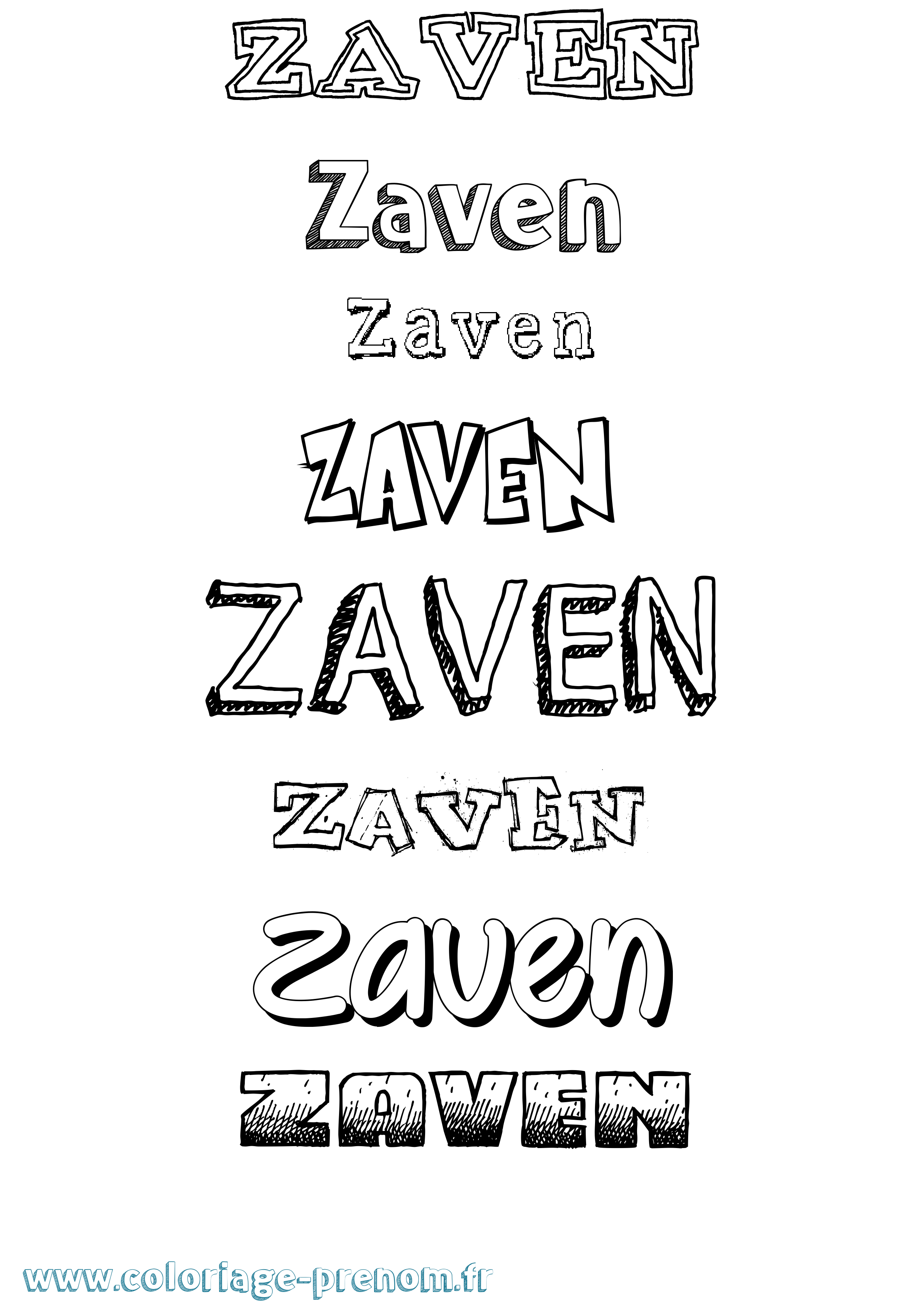 Coloriage Zaven Dessiné Coloriage prénom Zaven Dessiné