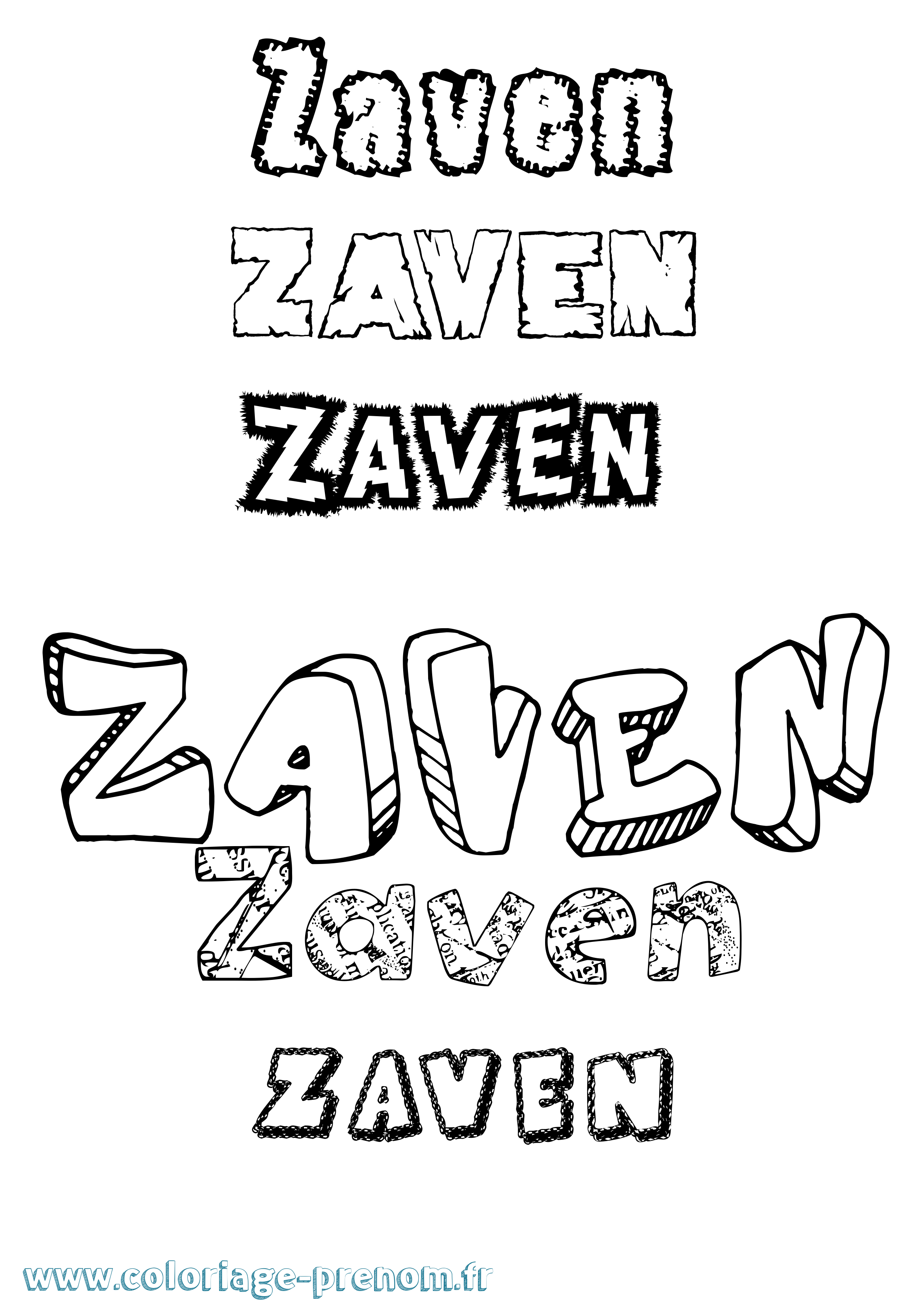 Coloriage Zaven Destructuré Coloriage prénom Zaven Destructuré
