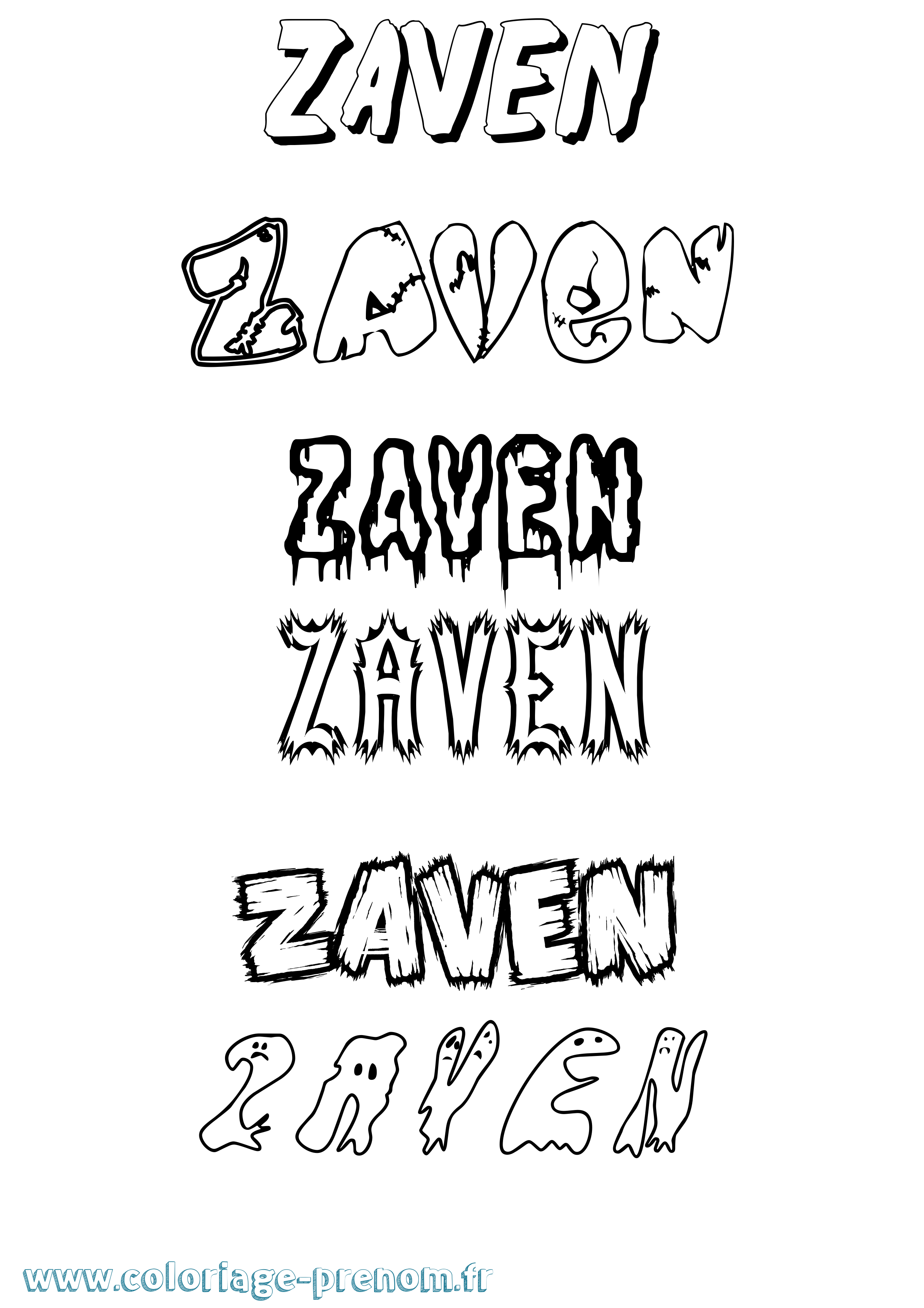 Coloriage Zaven Frisson Coloriage prénom Zaven Frisson