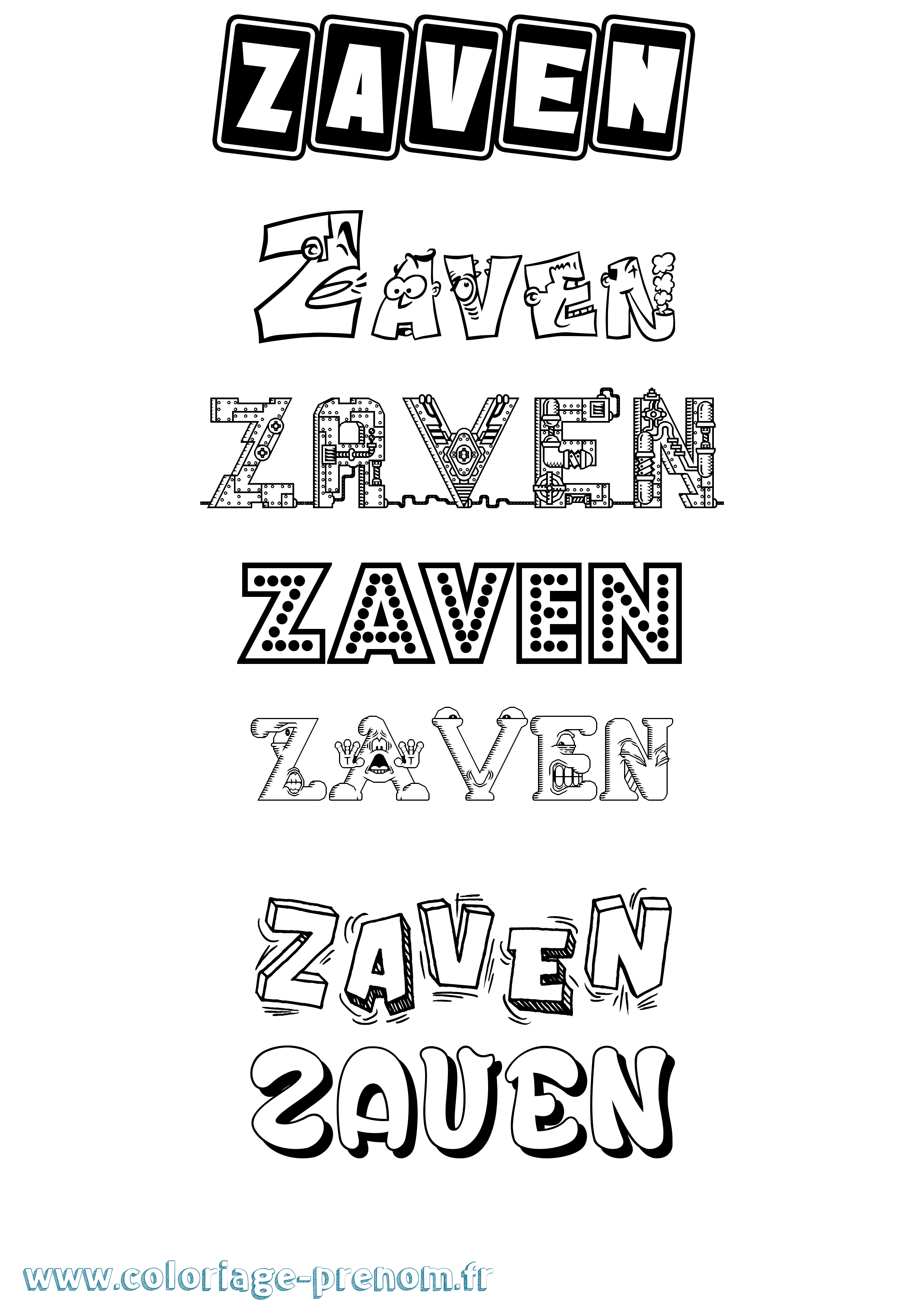 Coloriage Zaven Fun Coloriage prénom Zaven Fun