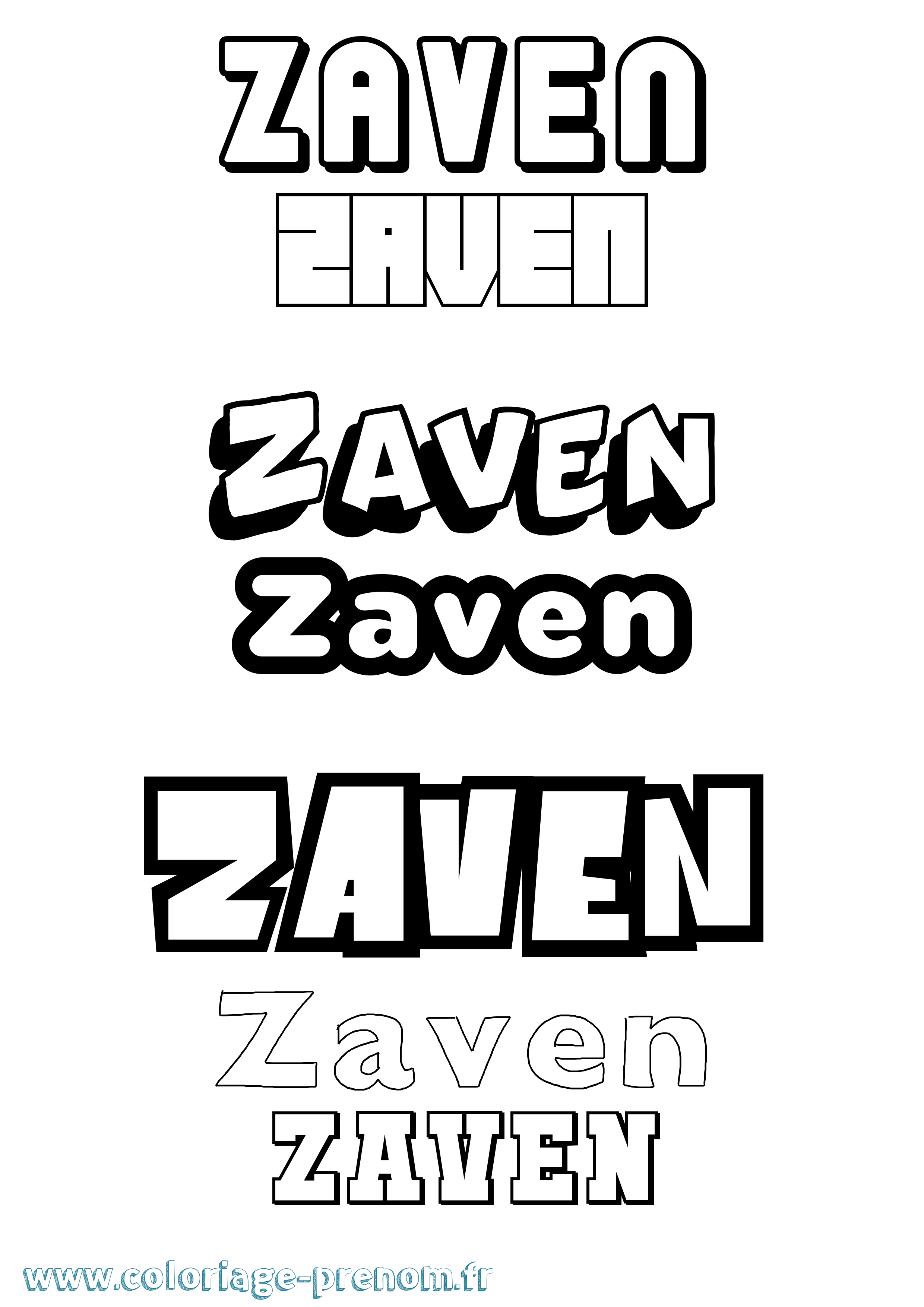 Coloriage Zaven Simple Coloriage prénom Zaven Simple