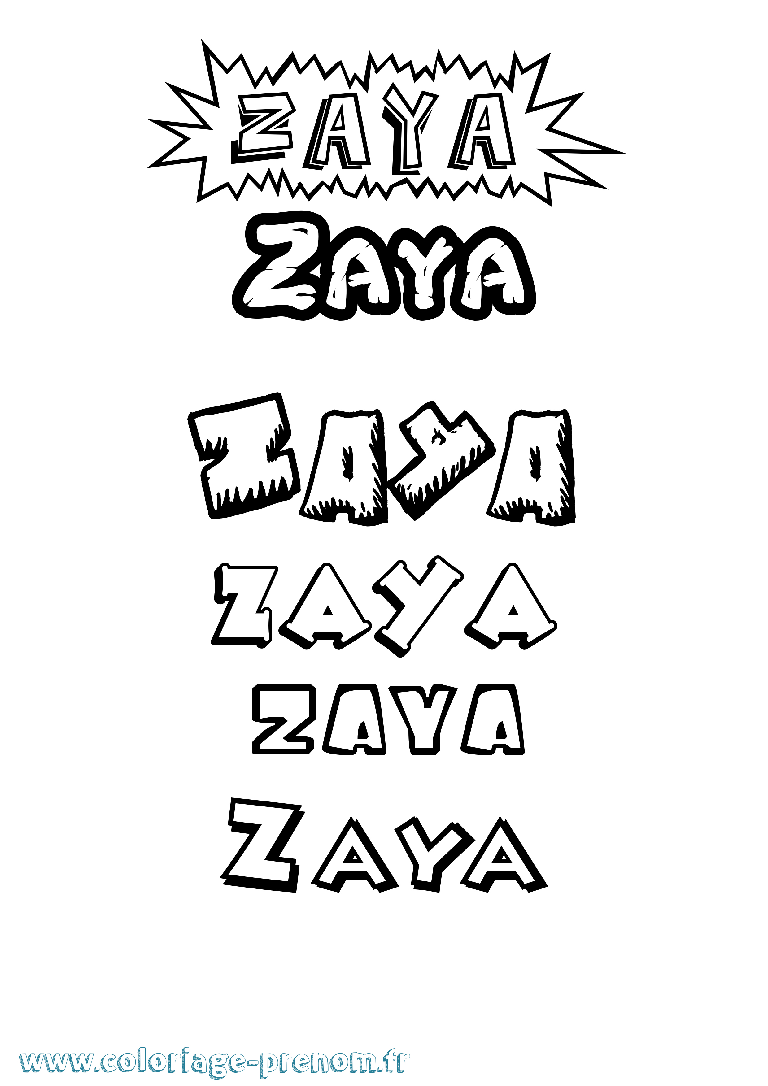 Coloriage Zaya Dessin Animé Coloriage prénom Zaya Dessin Animé