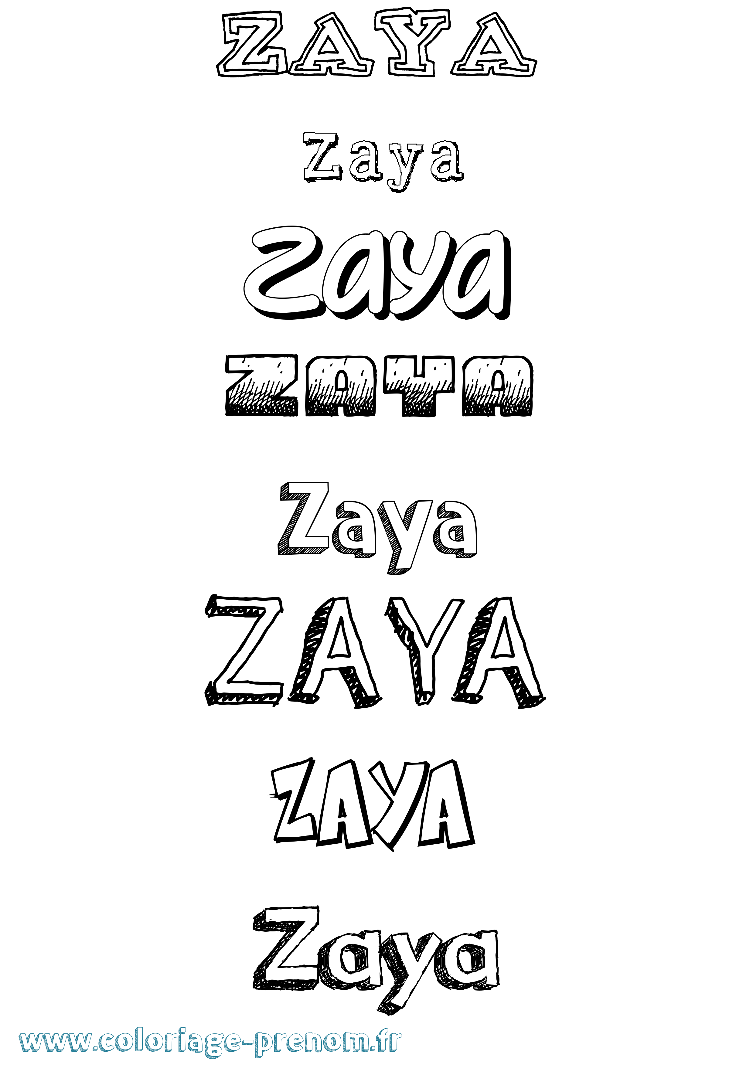 Coloriage Zaya Dessiné Coloriage prénom Zaya Dessiné