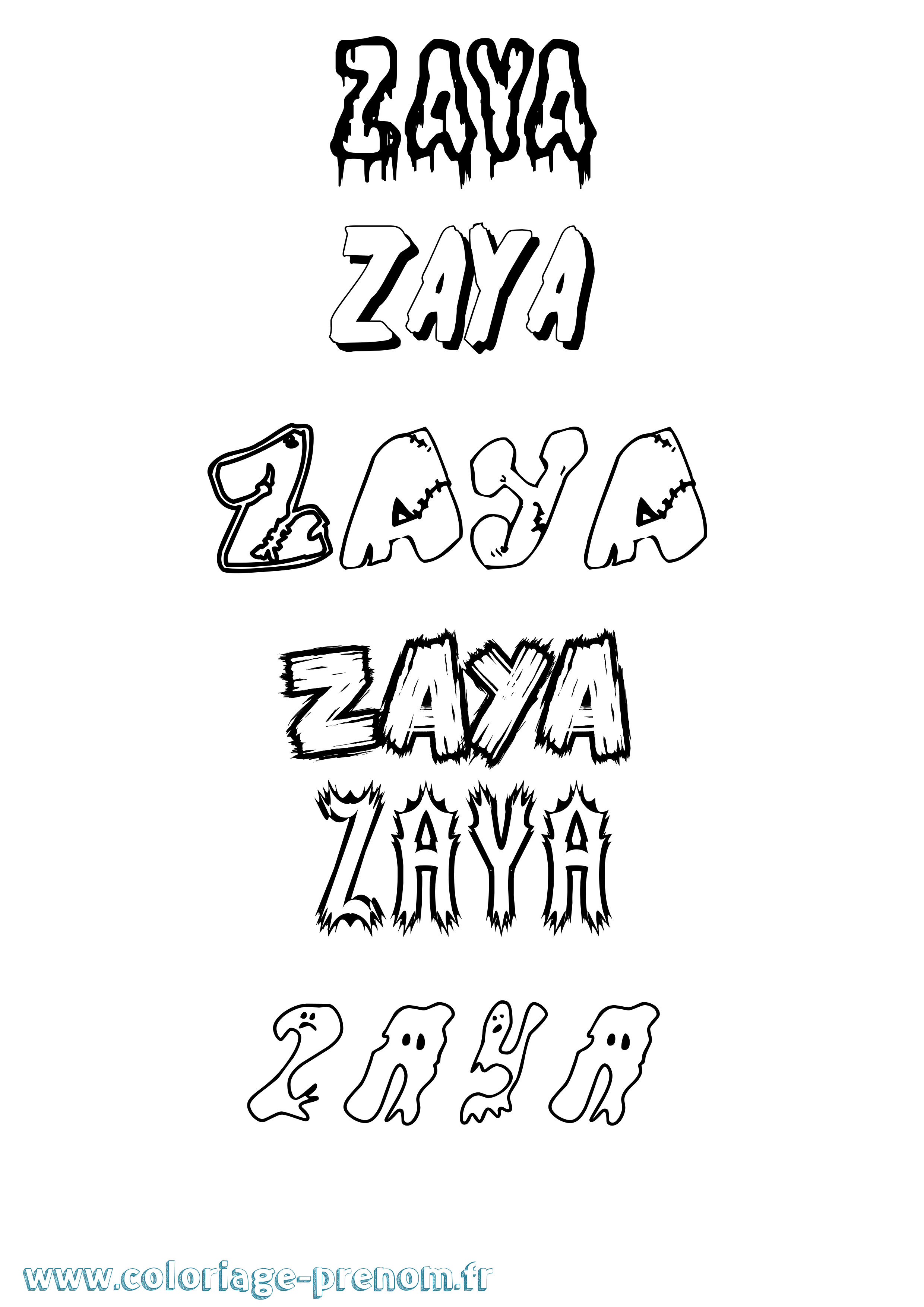 Coloriage Zaya Frisson Coloriage prénom Zaya Frisson