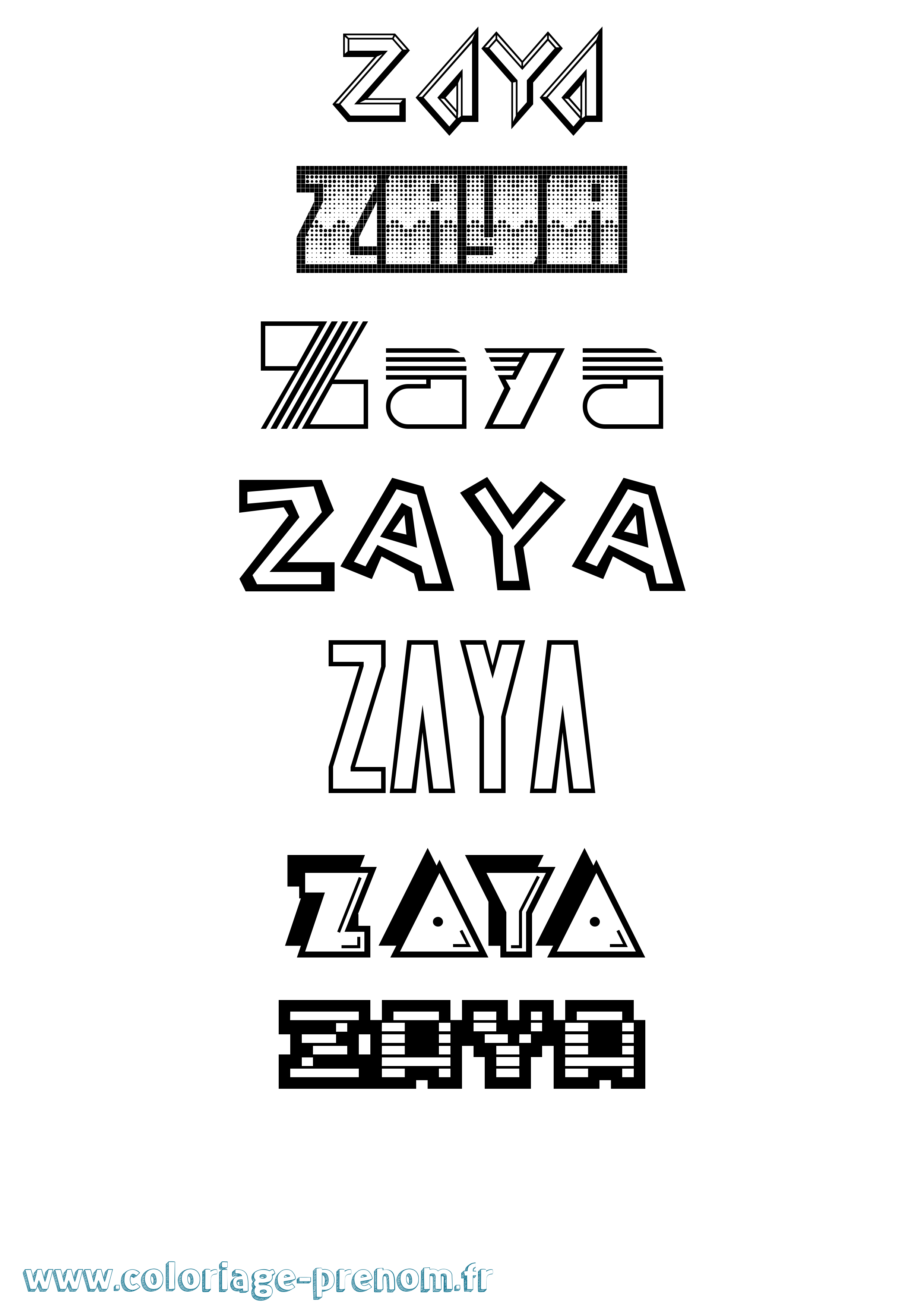 Coloriage Zaya Jeux Vidéos Coloriage prénom Zaya Jeux Vidéos