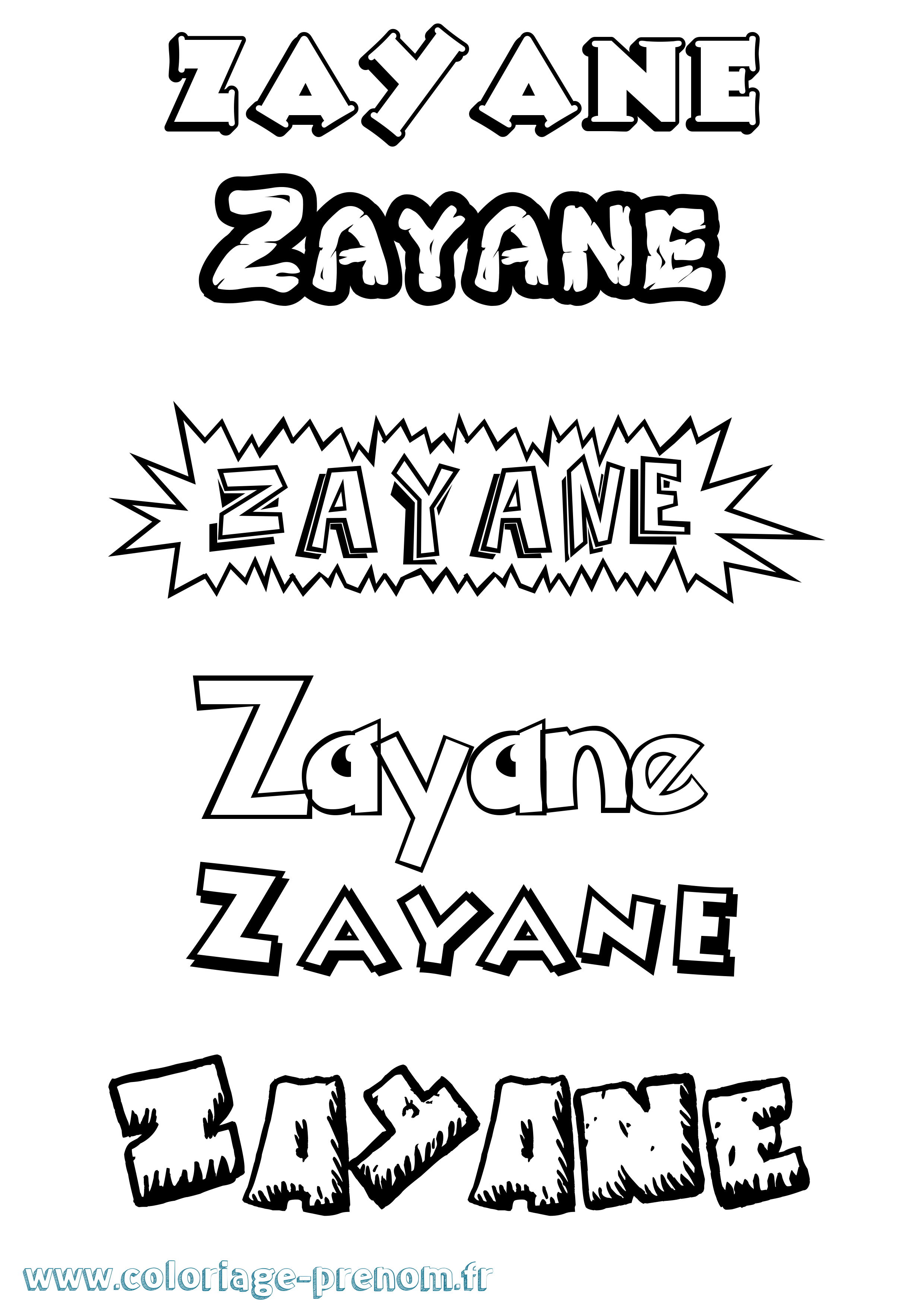 Coloriage Zayane Dessin Animé Coloriage prénom Zayane Dessin Animé