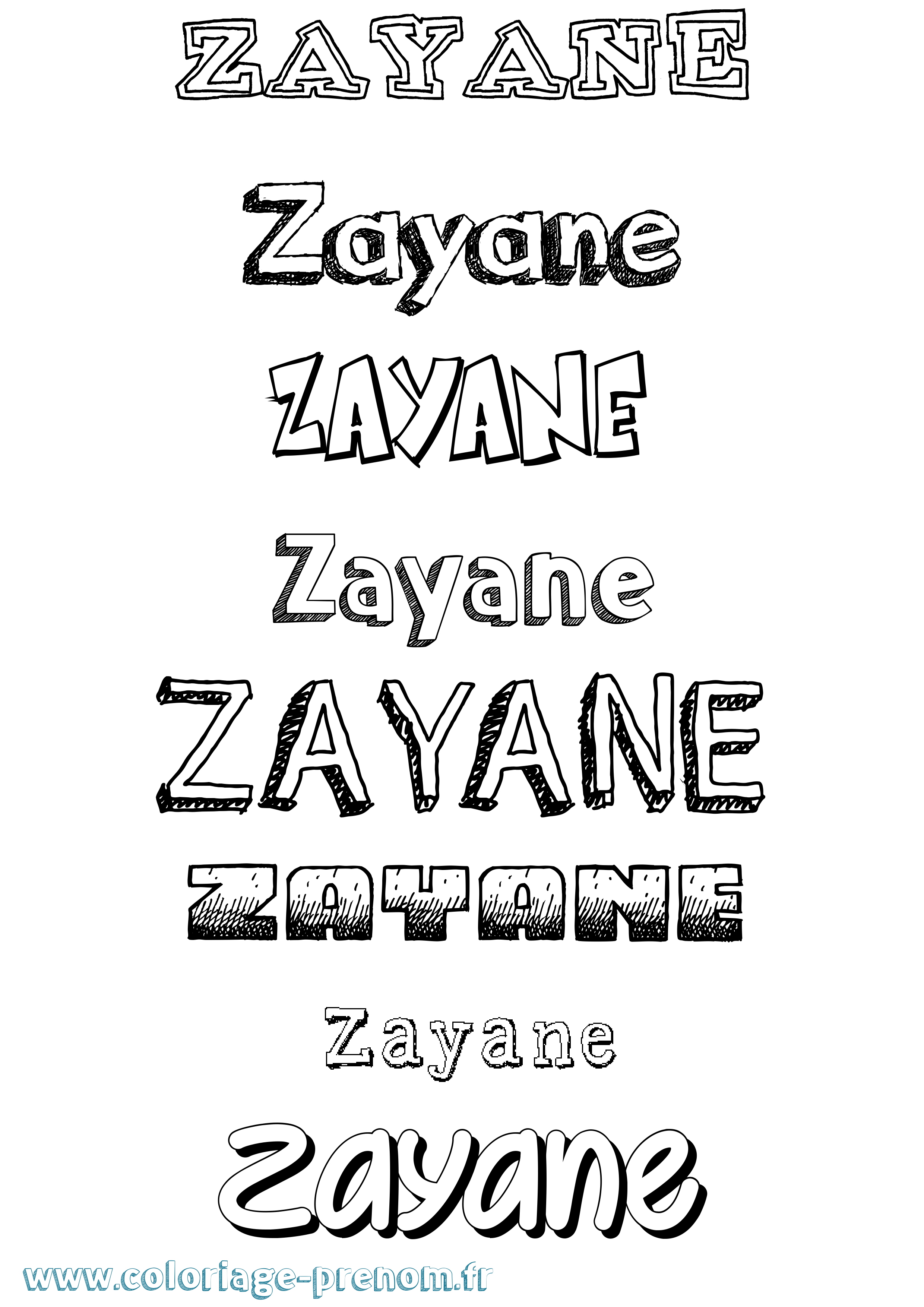 Coloriage Zayane Dessiné Coloriage prénom Zayane Dessiné