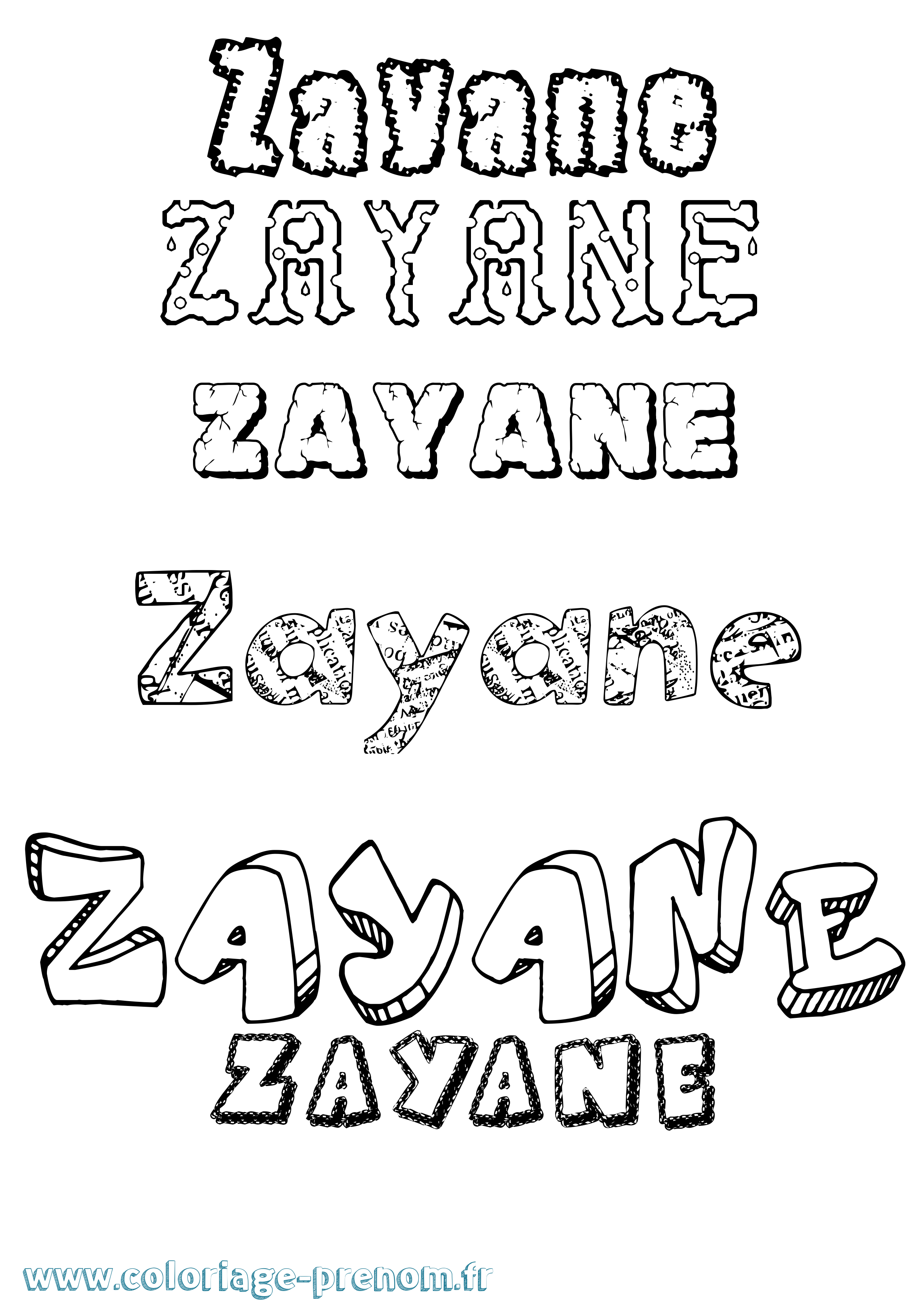 Coloriage Zayane Destructuré Coloriage prénom Zayane Destructuré