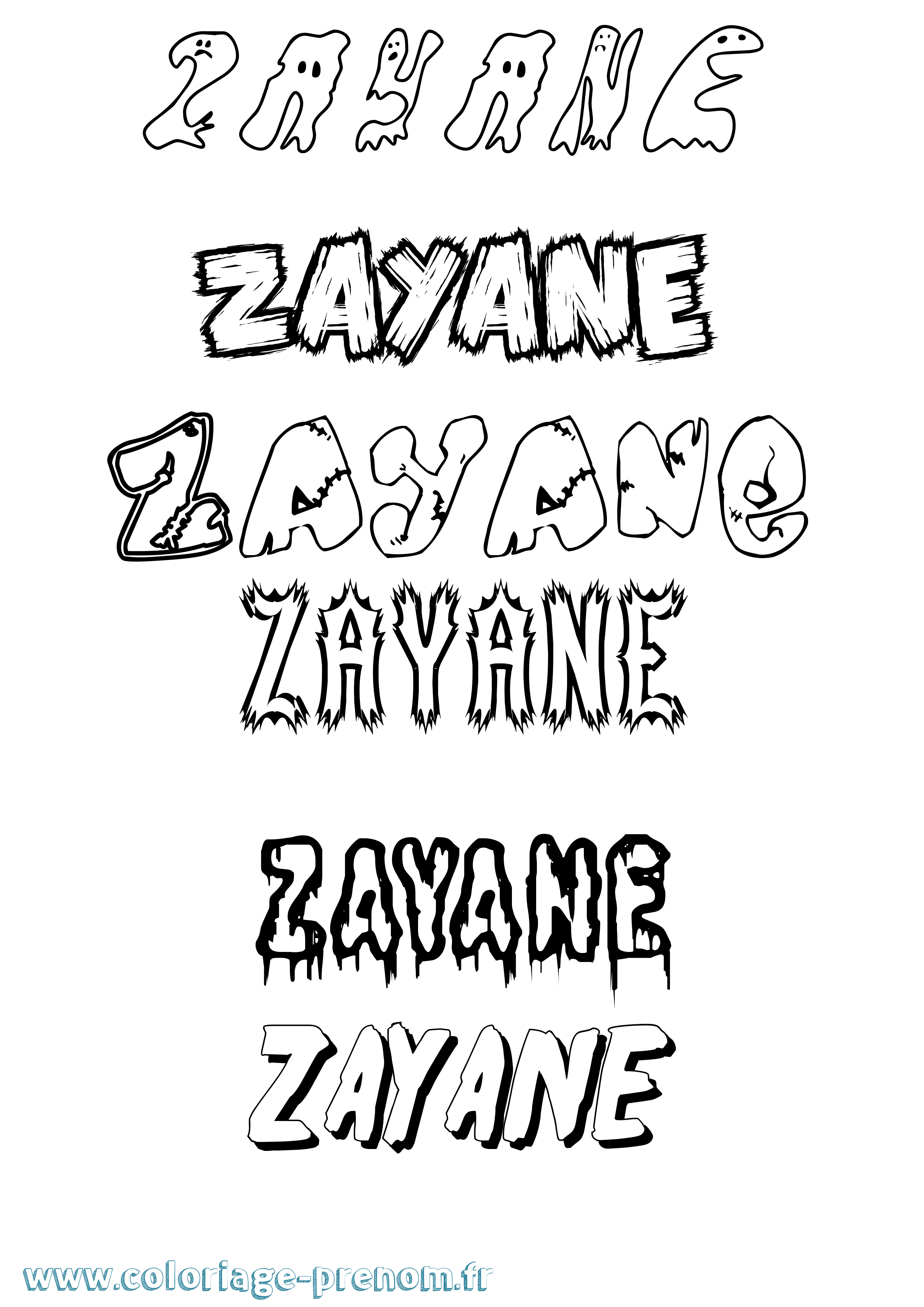 Coloriage Zayane Frisson Coloriage prénom Zayane Frisson