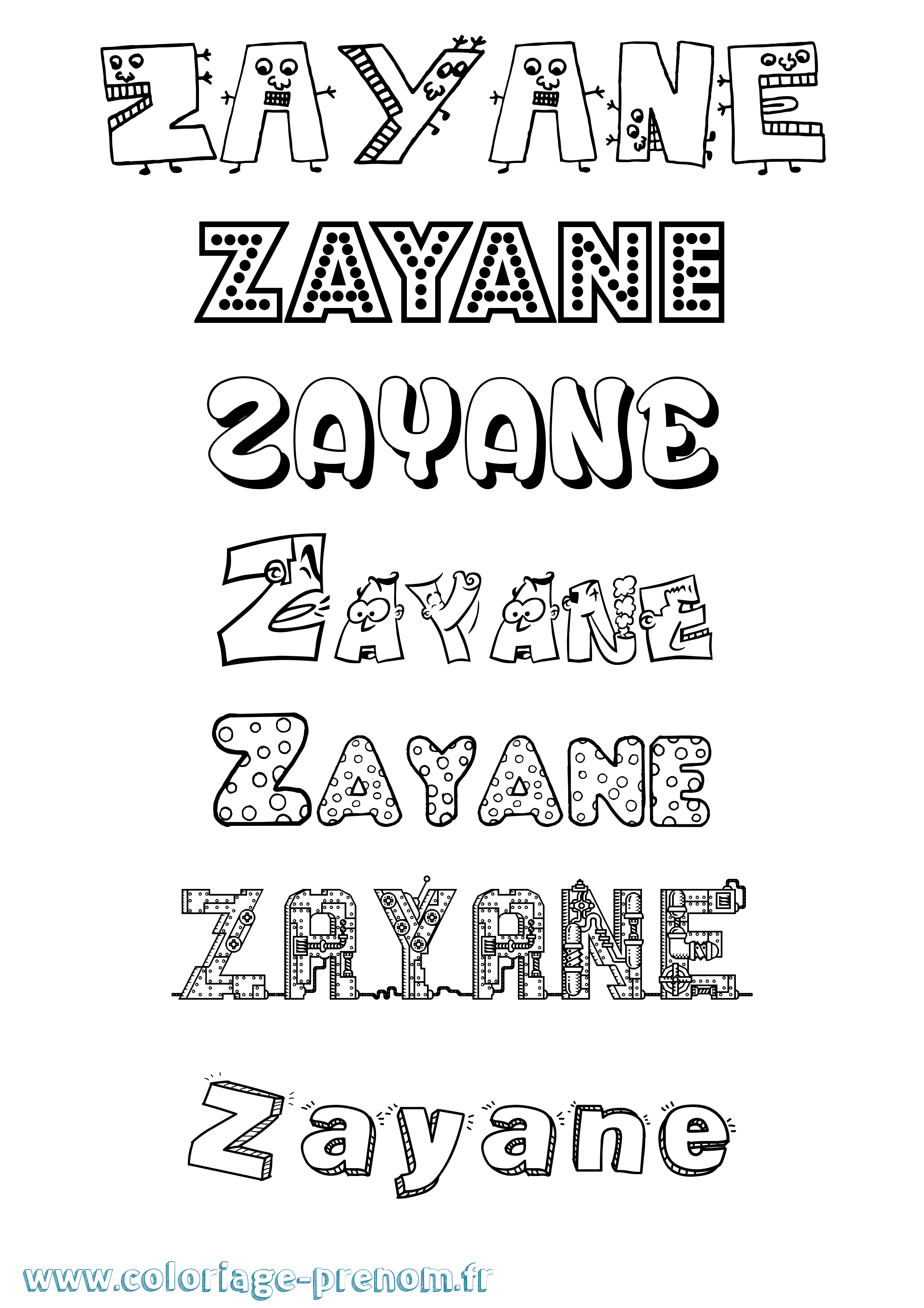 Coloriage Zayane Fun Coloriage prénom Zayane Fun