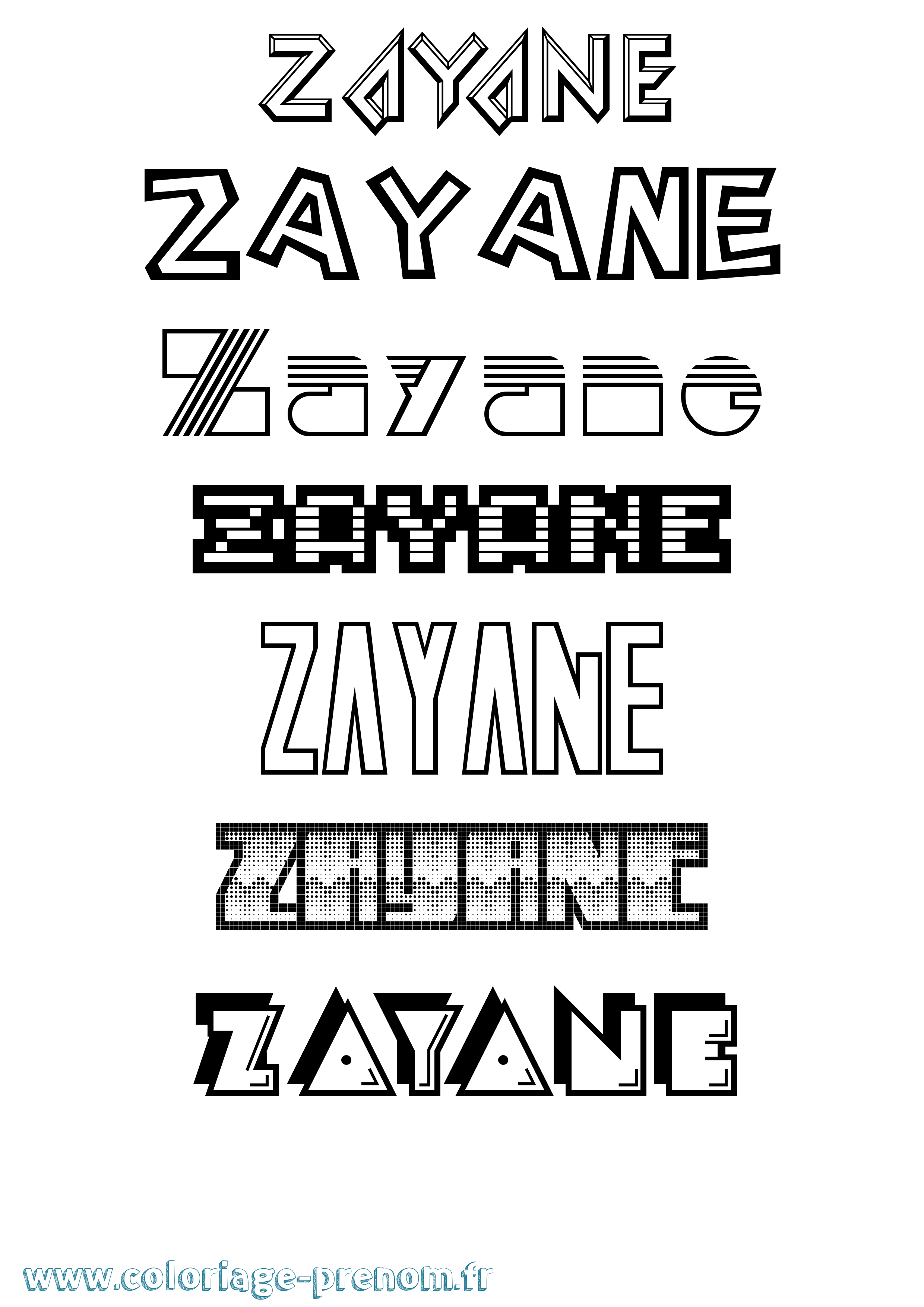Coloriage Zayane Jeux Vidéos Coloriage prénom Zayane Jeux Vidéos