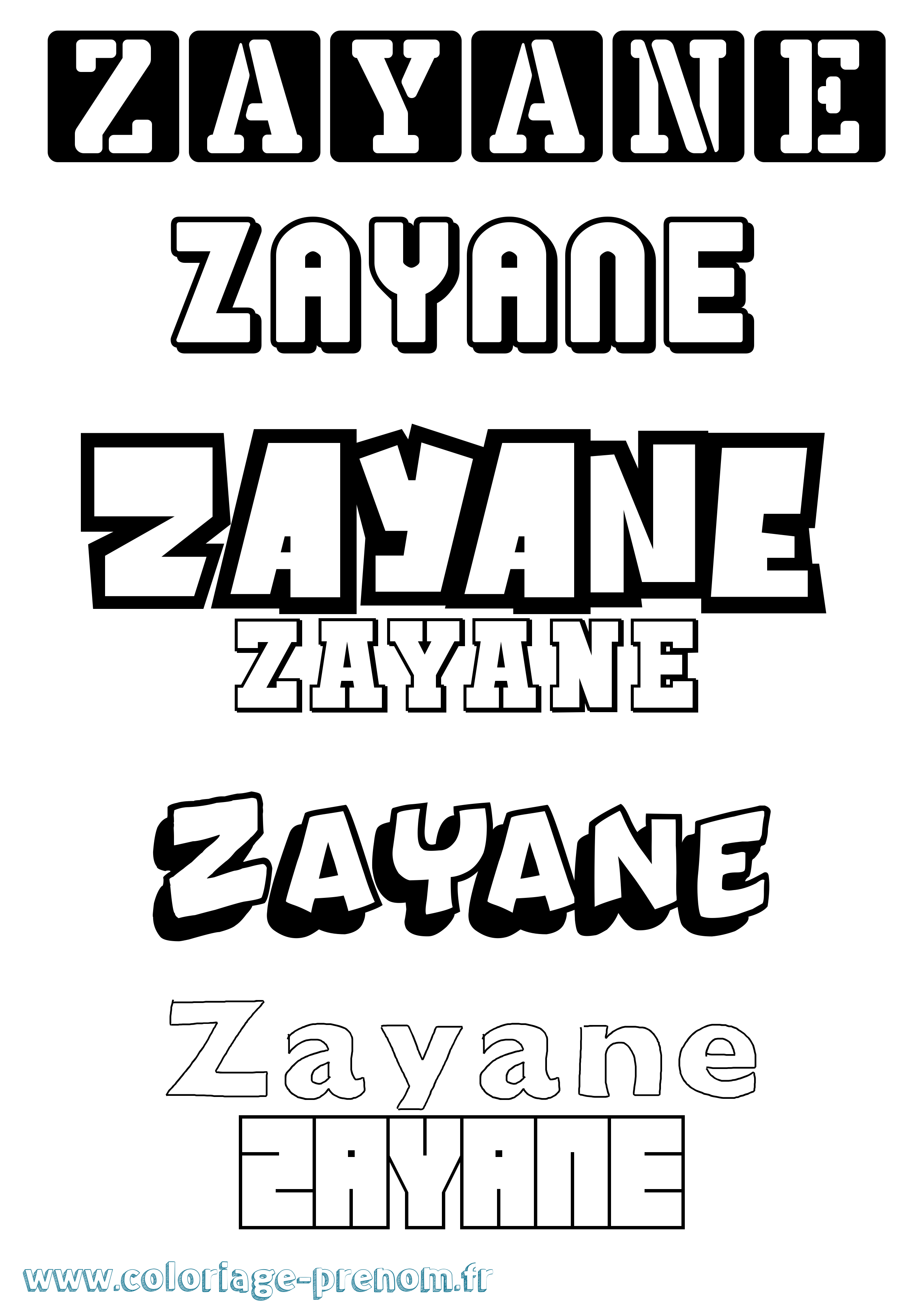 Coloriage Zayane Simple Coloriage prénom Zayane Simple