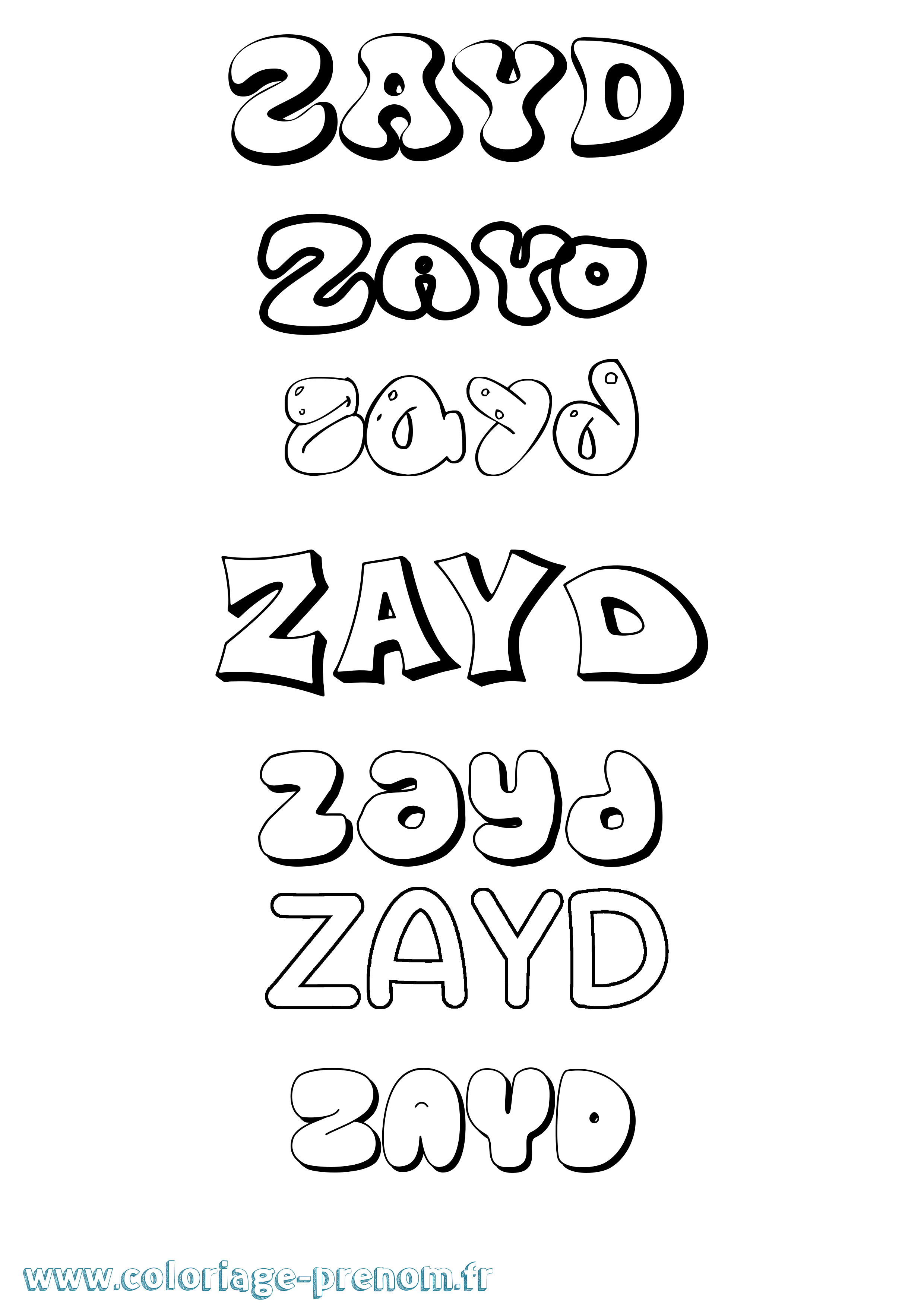 Coloriage prénom Zayd