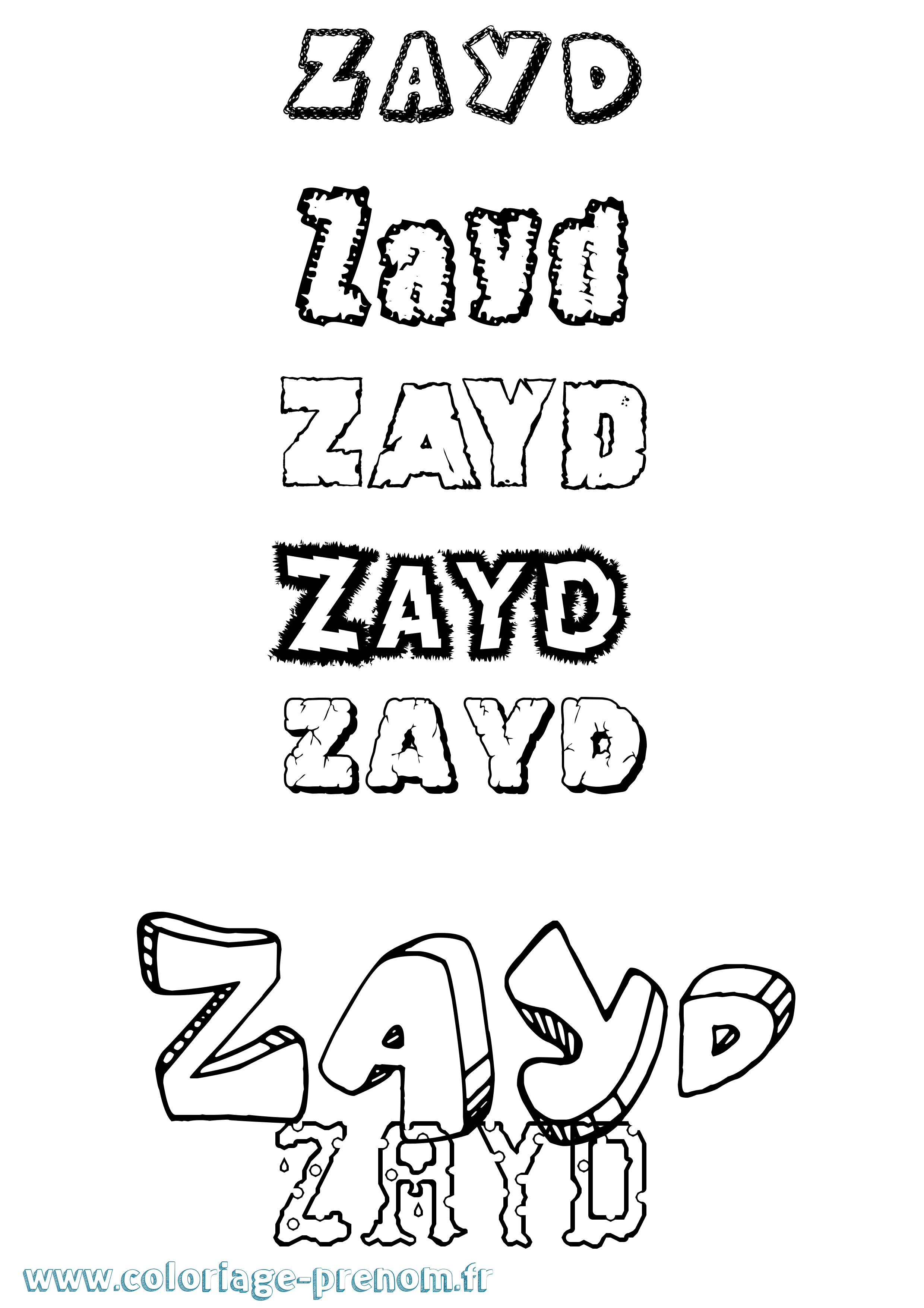 Coloriage prénom Zayd