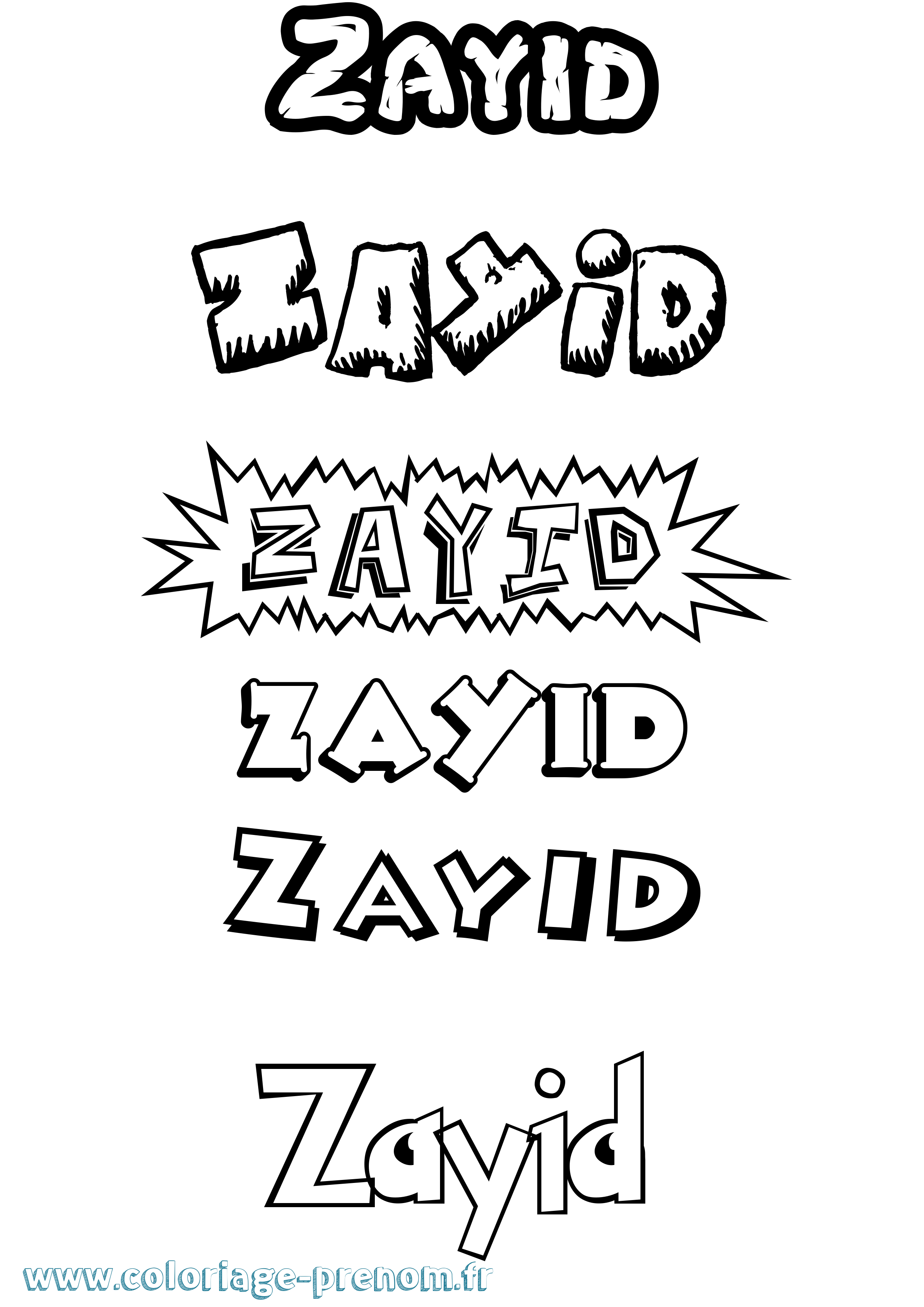 Coloriage Zayid Dessin Animé Coloriage prénom Zayid Dessin Animé