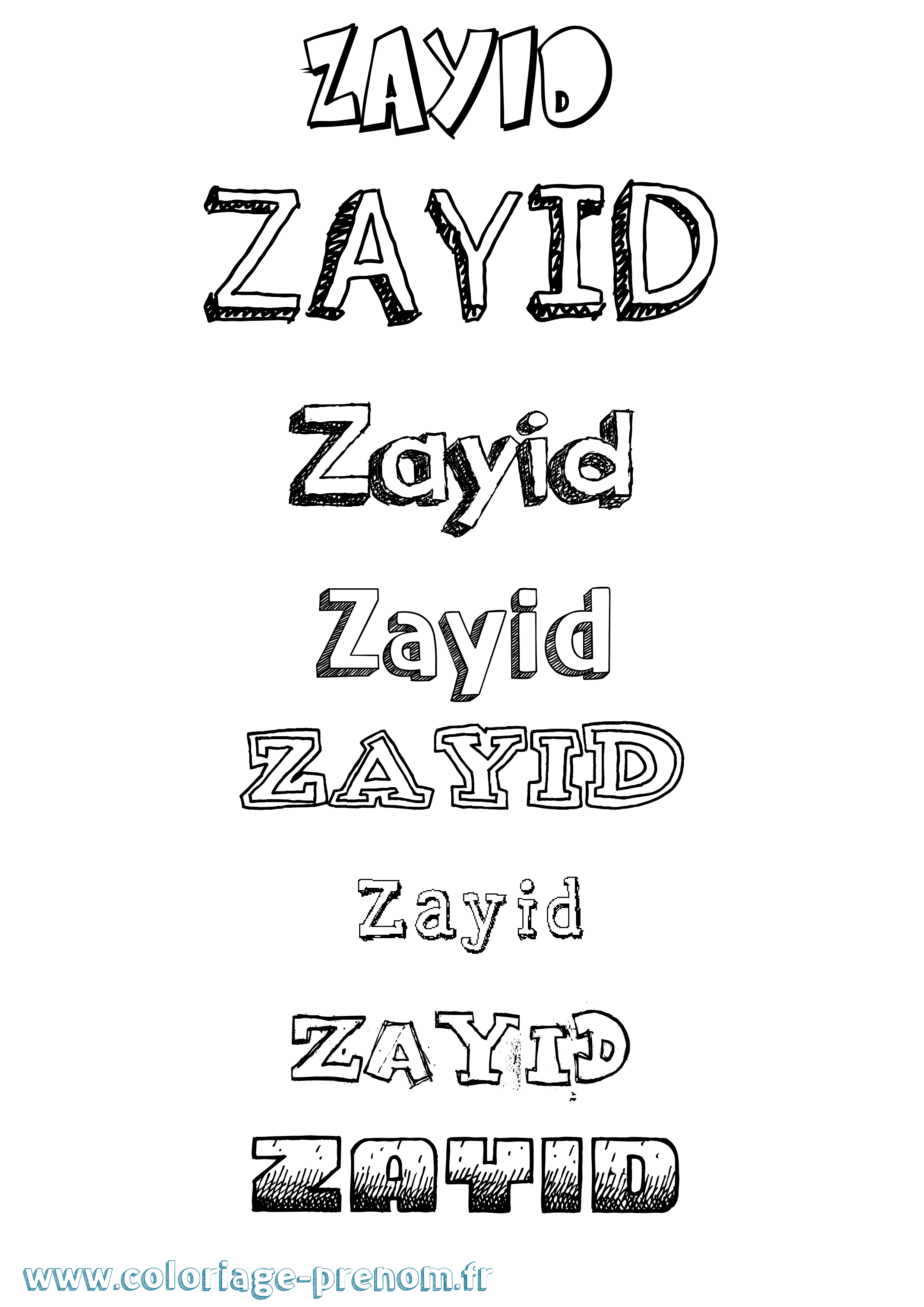 Coloriage Zayid Dessiné Coloriage prénom Zayid Dessiné