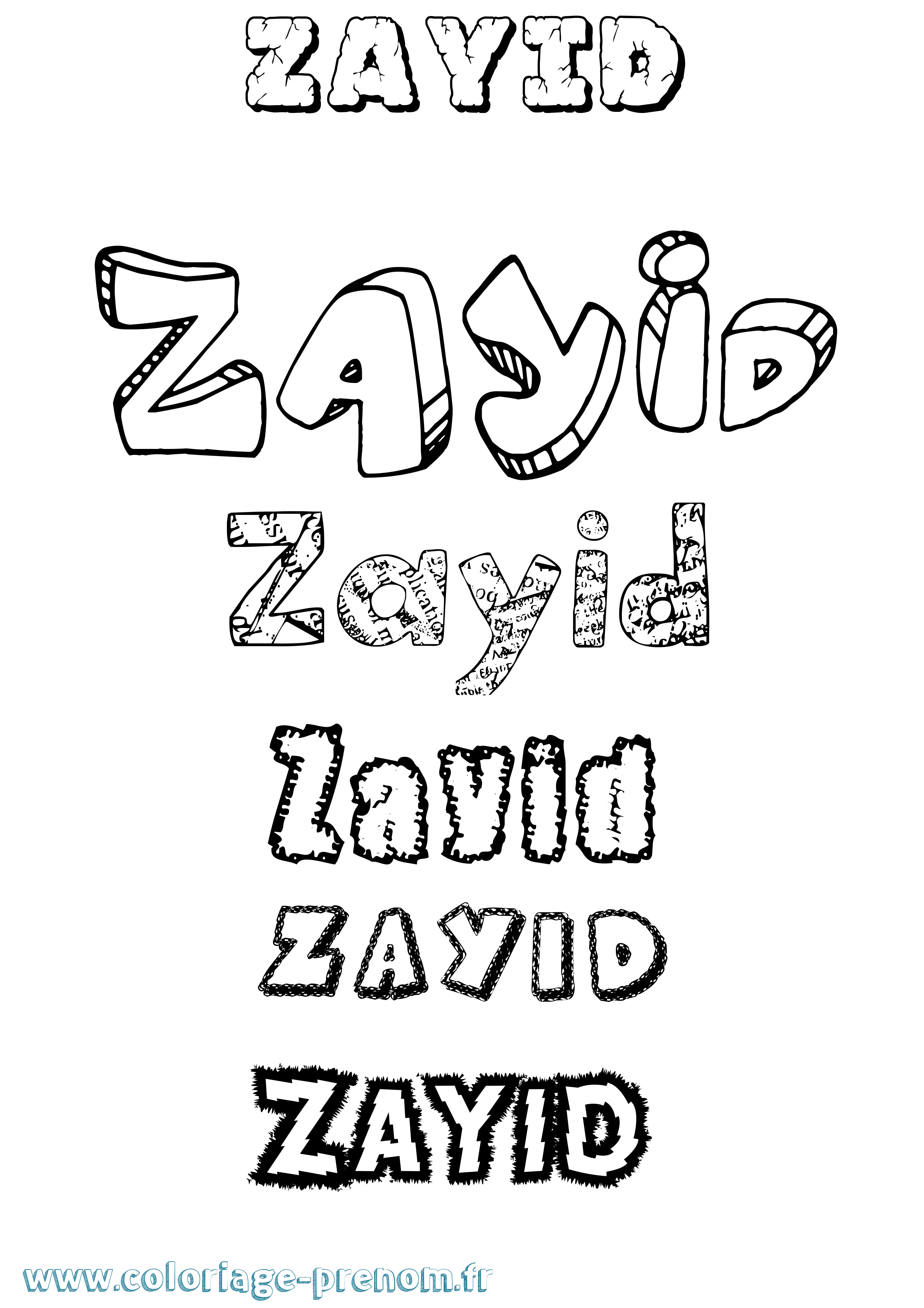 Coloriage Zayid Destructuré Coloriage prénom Zayid Destructuré