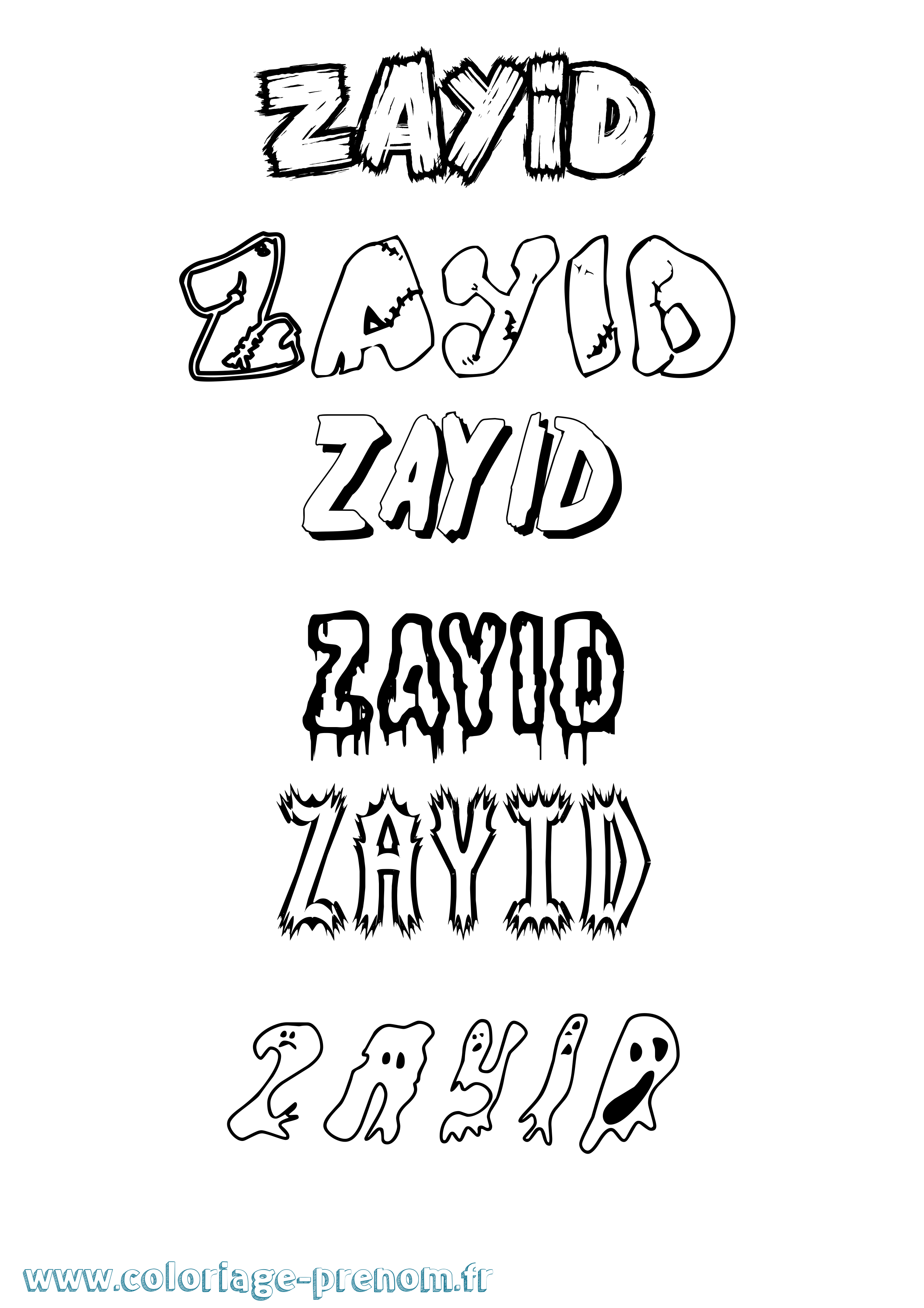 Coloriage Zayid Frisson Coloriage prénom Zayid Frisson