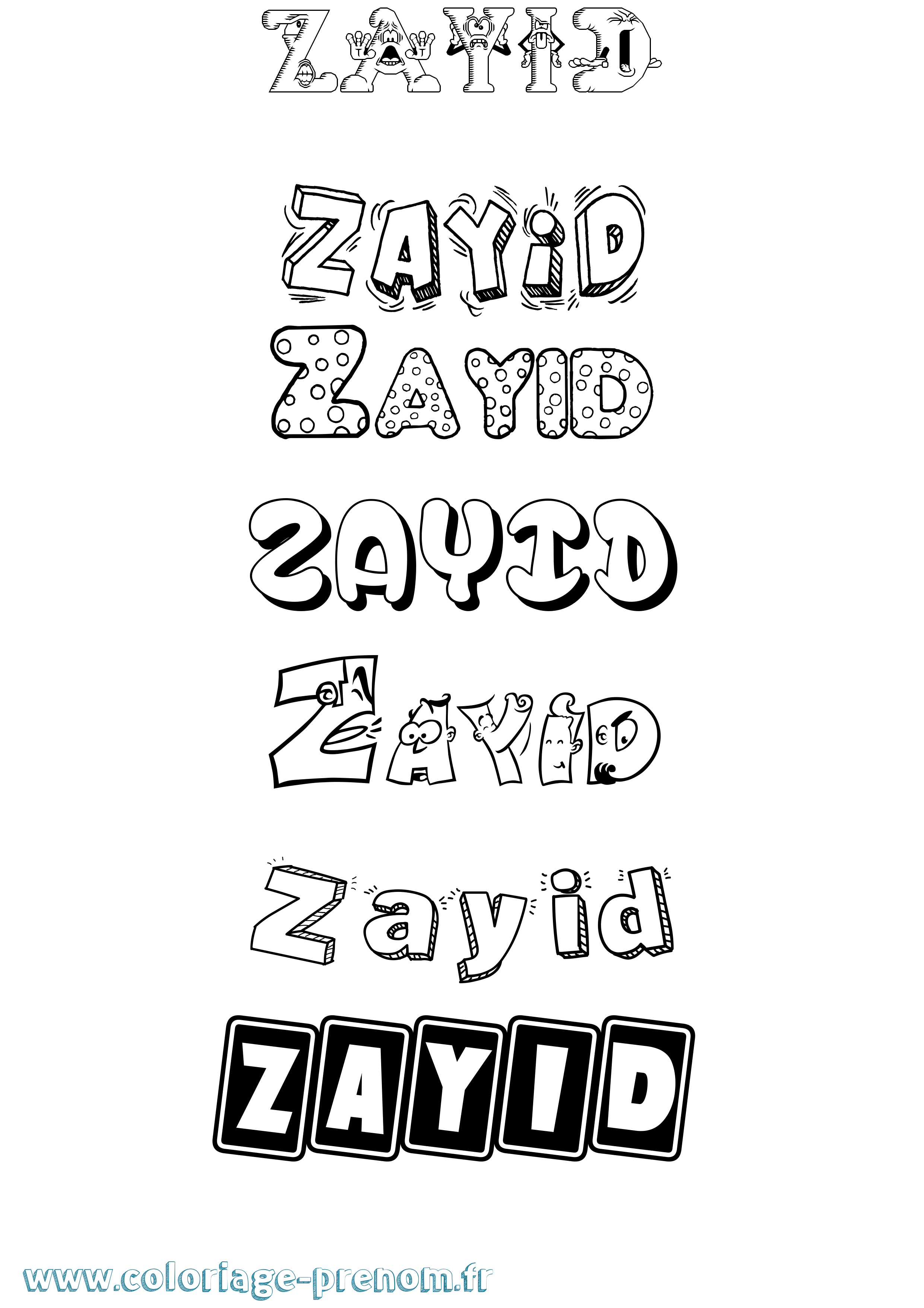 Coloriage Zayid Fun Coloriage prénom Zayid Fun