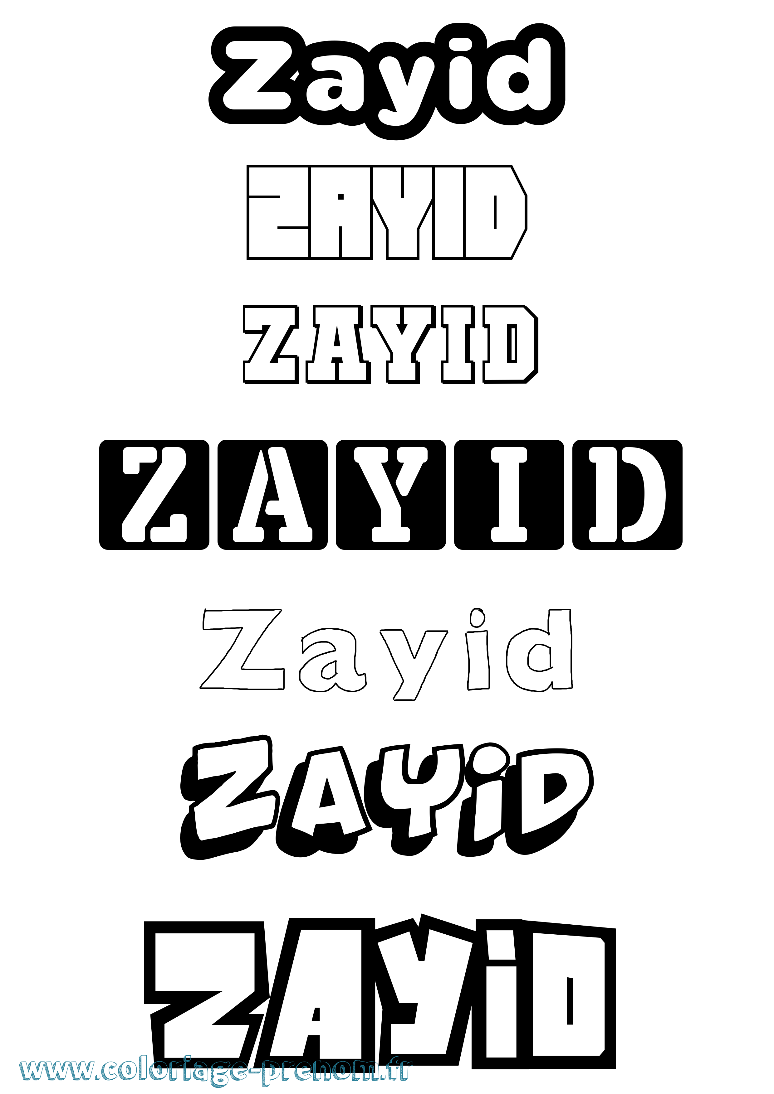Coloriage Zayid Simple Coloriage prénom Zayid Simple