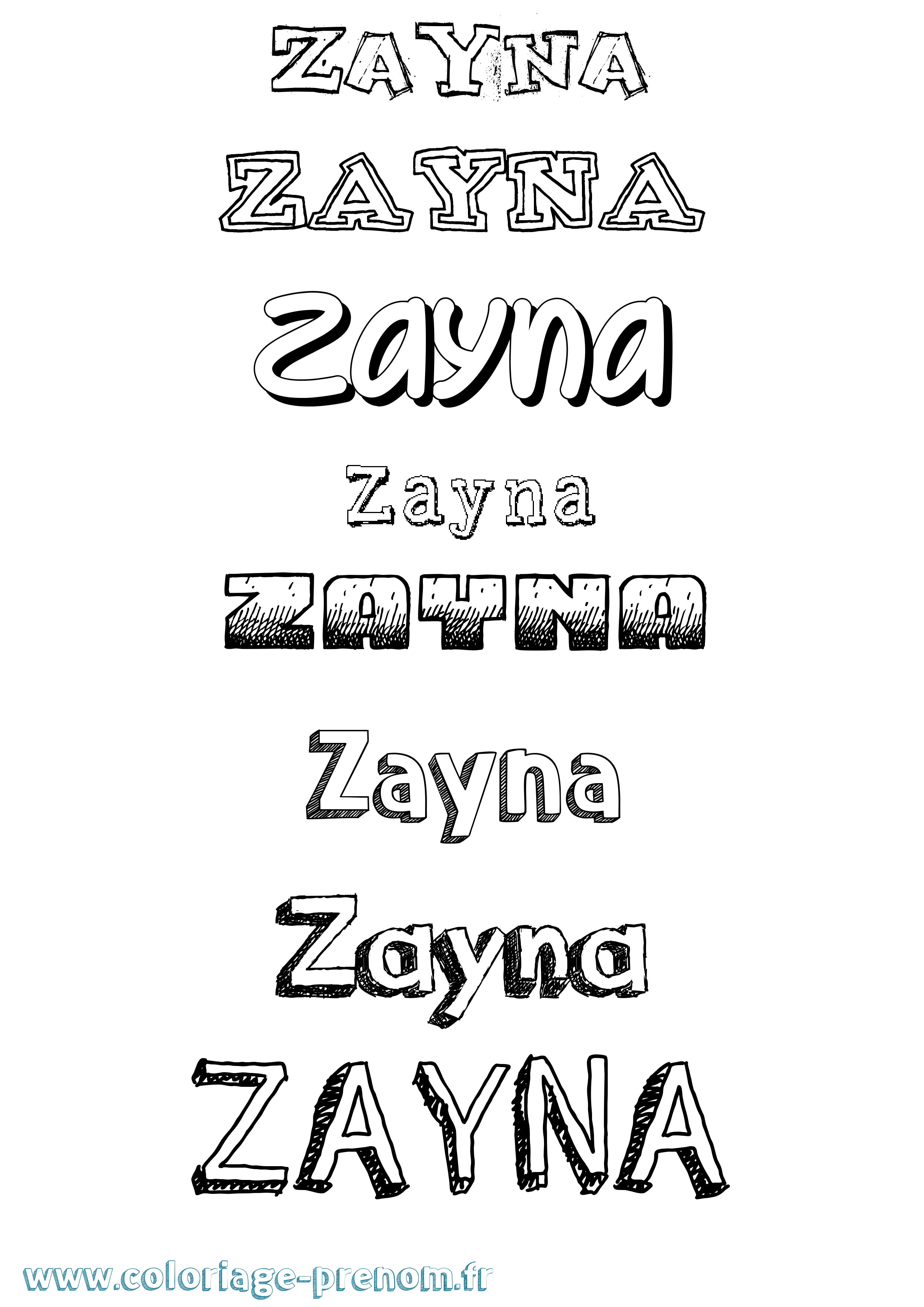 Coloriage prénom Zayna Dessiné