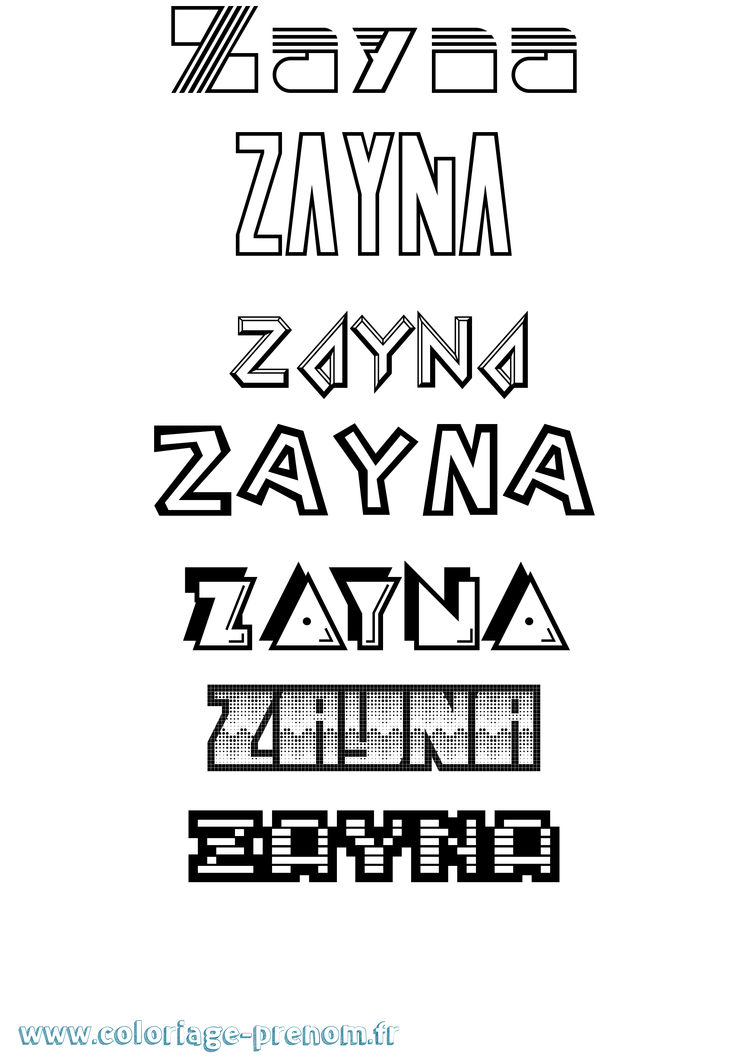 Coloriage prénom Zayna Jeux Vidéos