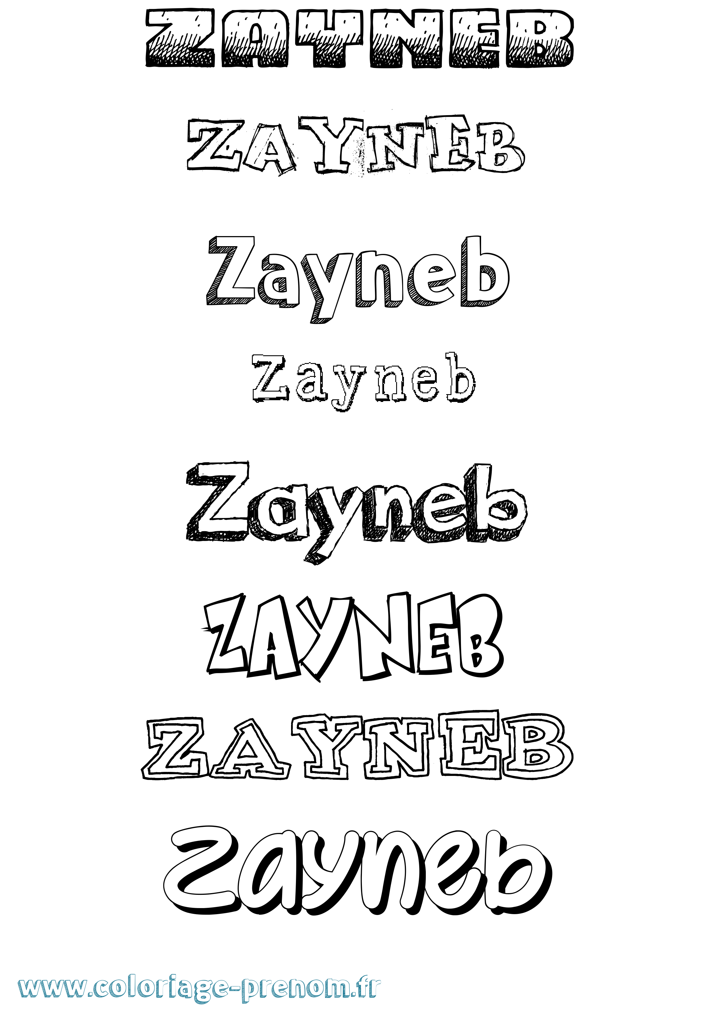 Coloriage prénom Zayneb