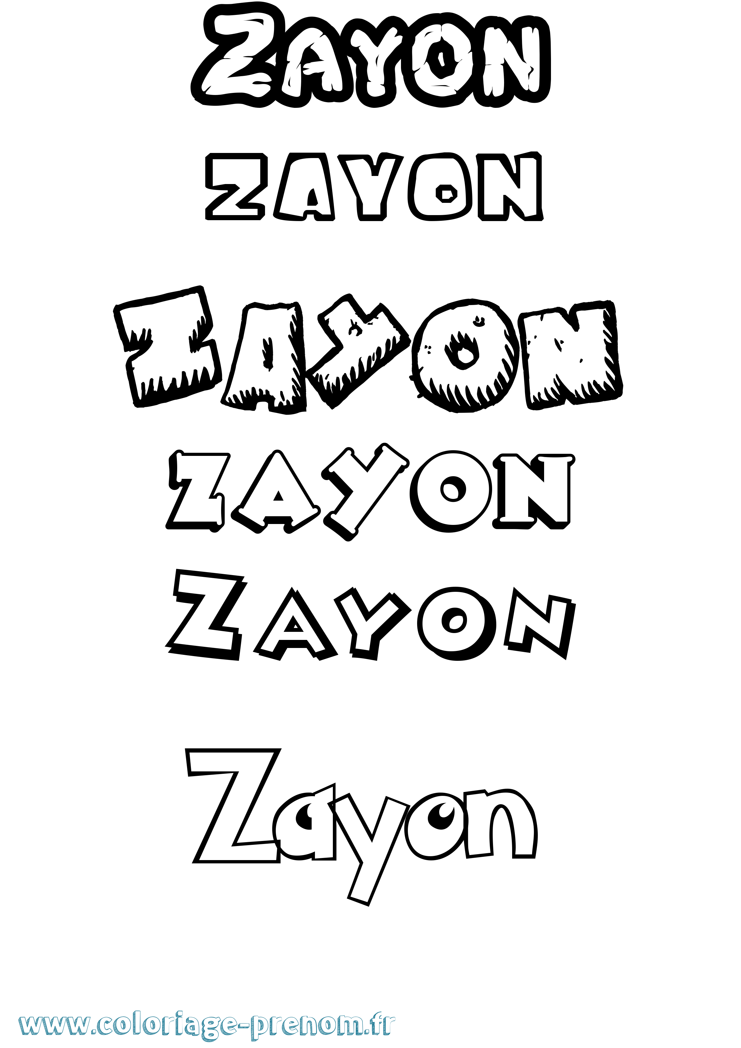 Coloriage Zayon Dessin Animé Coloriage prénom Zayon Dessin Animé