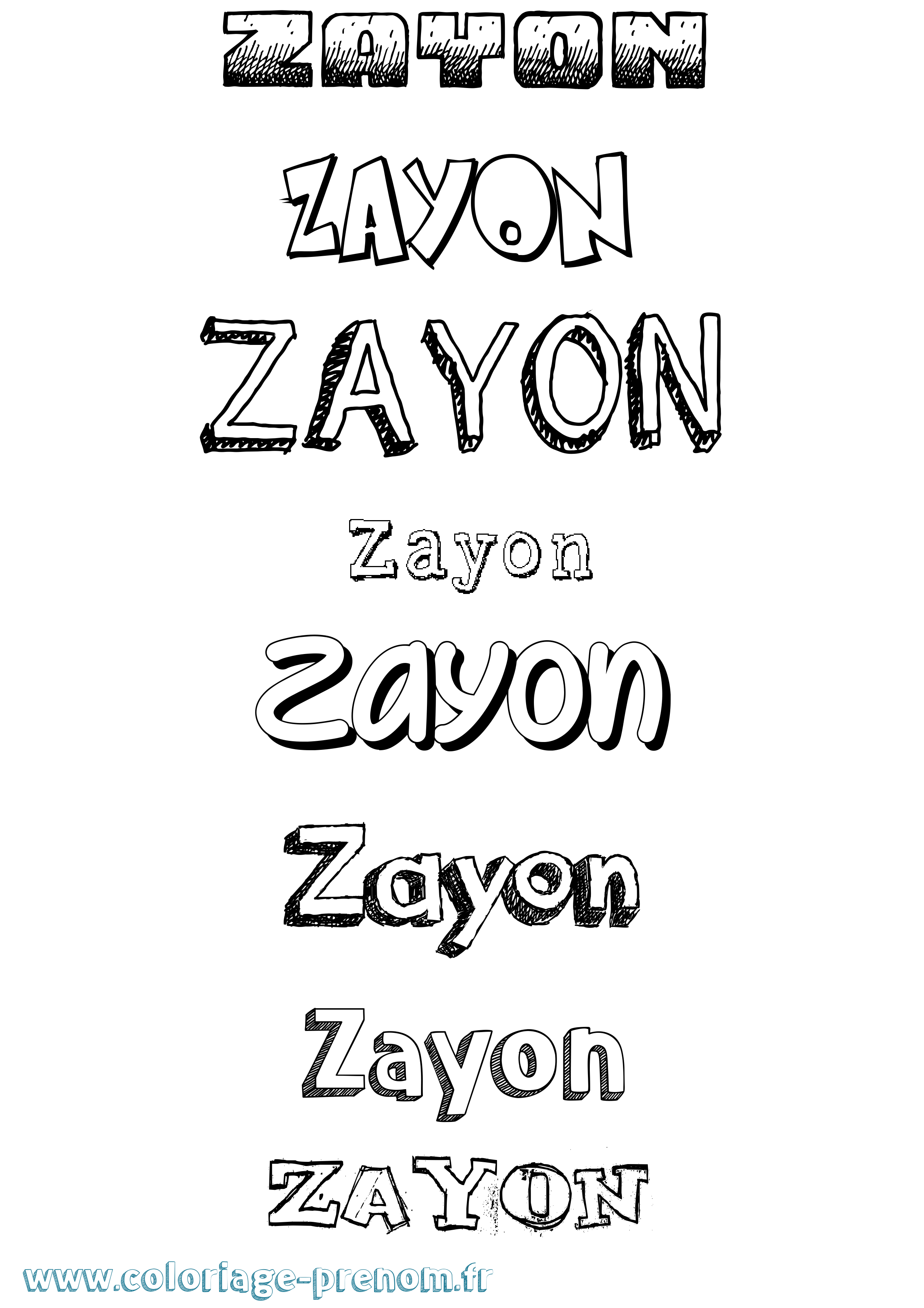 Coloriage Zayon Dessiné Coloriage prénom Zayon Dessiné