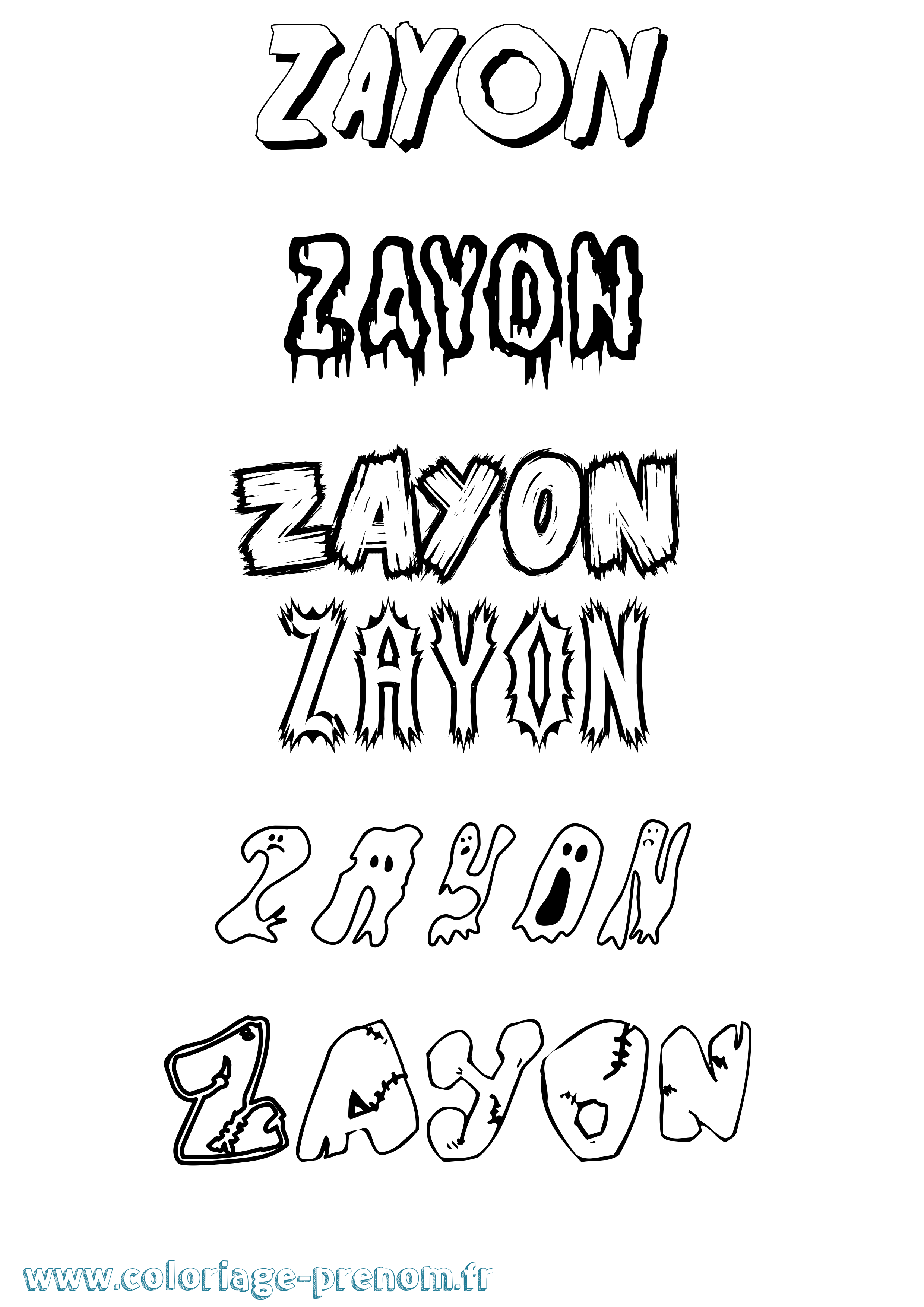 Coloriage Zayon Frisson Coloriage prénom Zayon Frisson