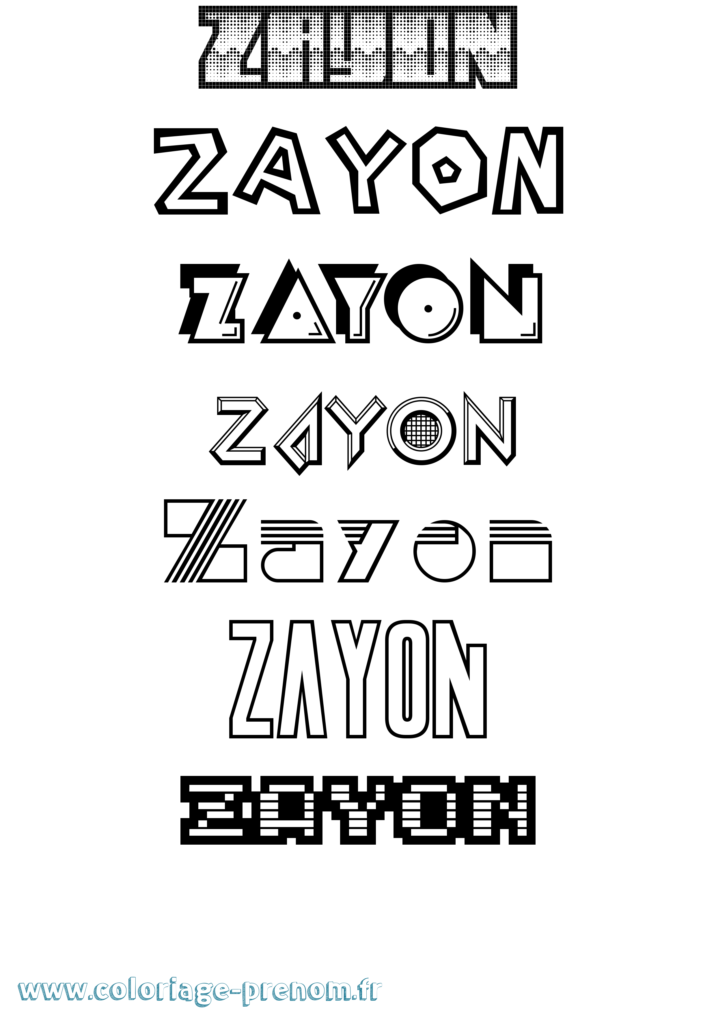 Coloriage Zayon Jeux Vidéos Coloriage prénom Zayon Jeux Vidéos
