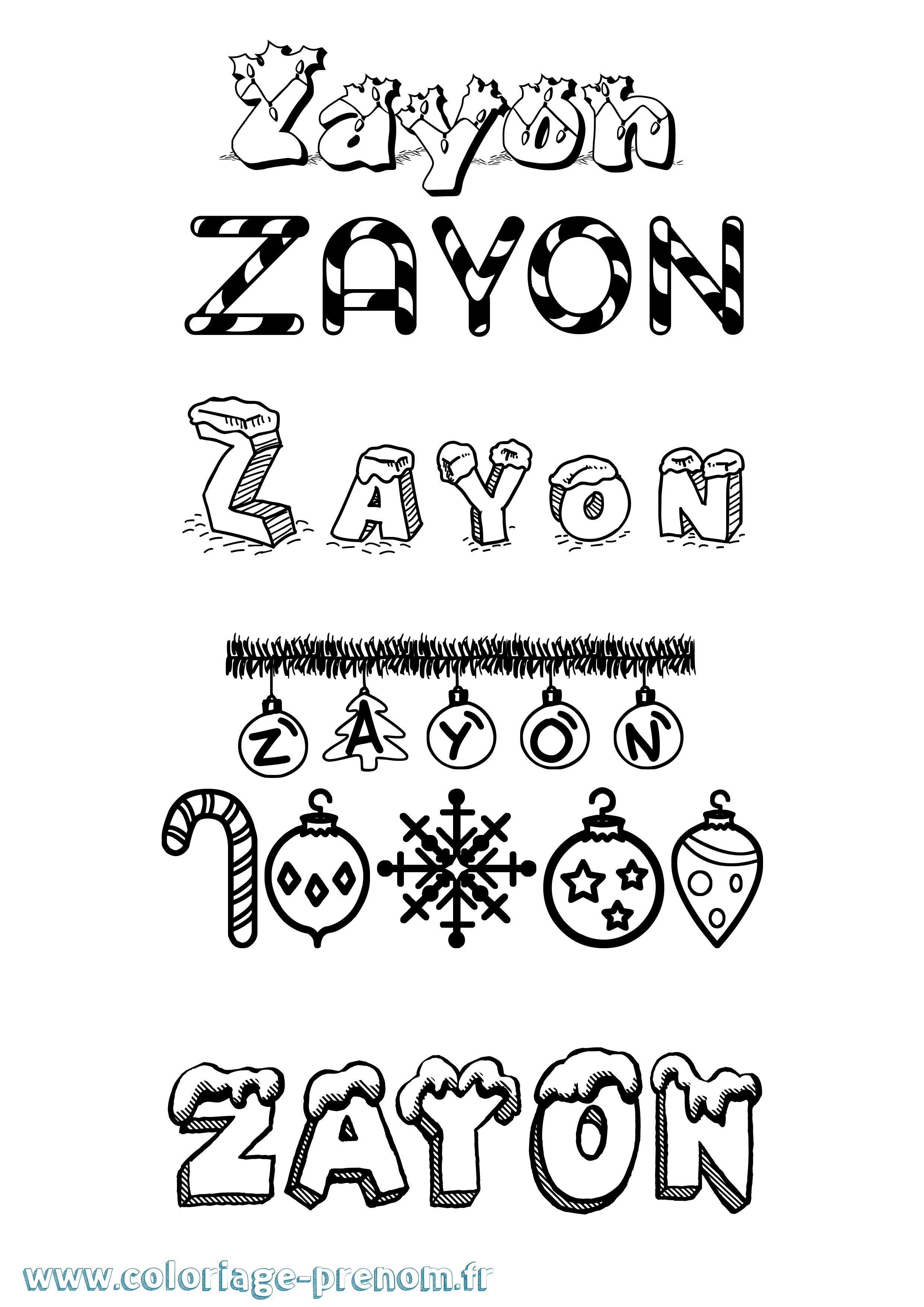 Coloriage Zayon Noël Coloriage prénom Zayon Noël