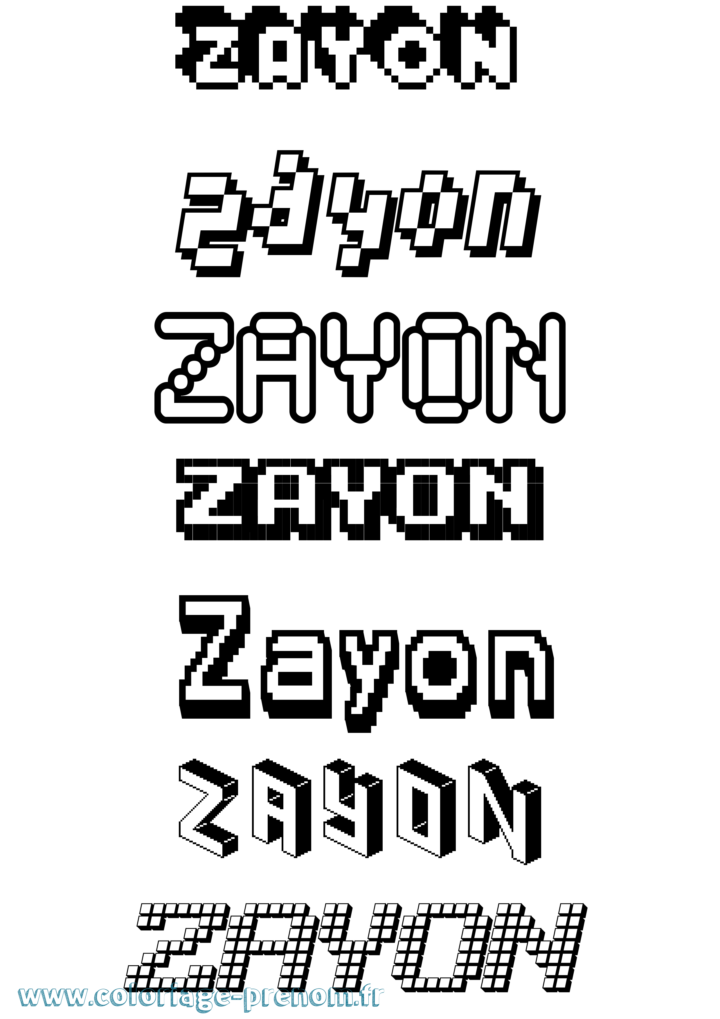 Coloriage Zayon Pixel Coloriage prénom Zayon Pixel