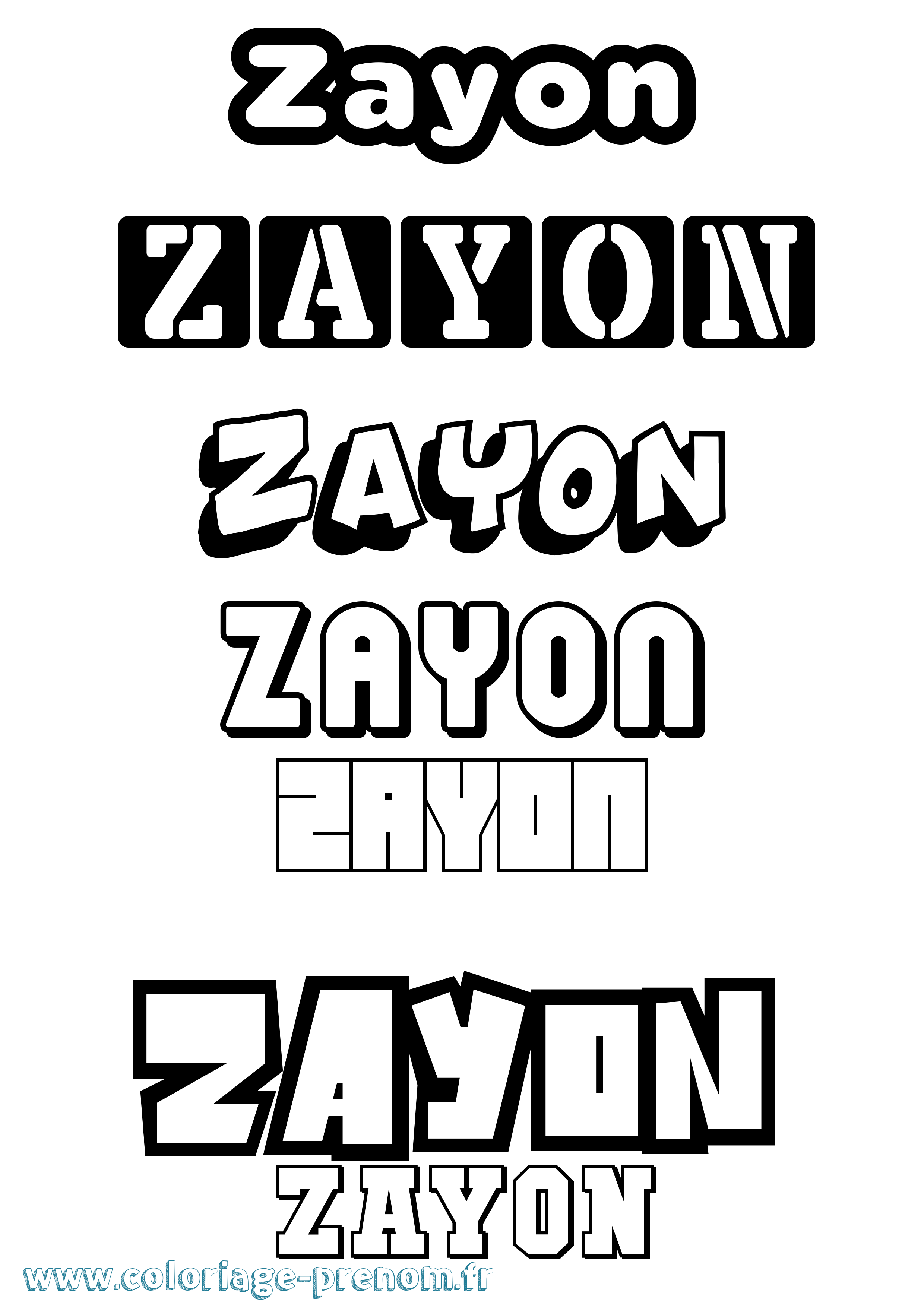 Coloriage Zayon Simple Coloriage prénom Zayon Simple