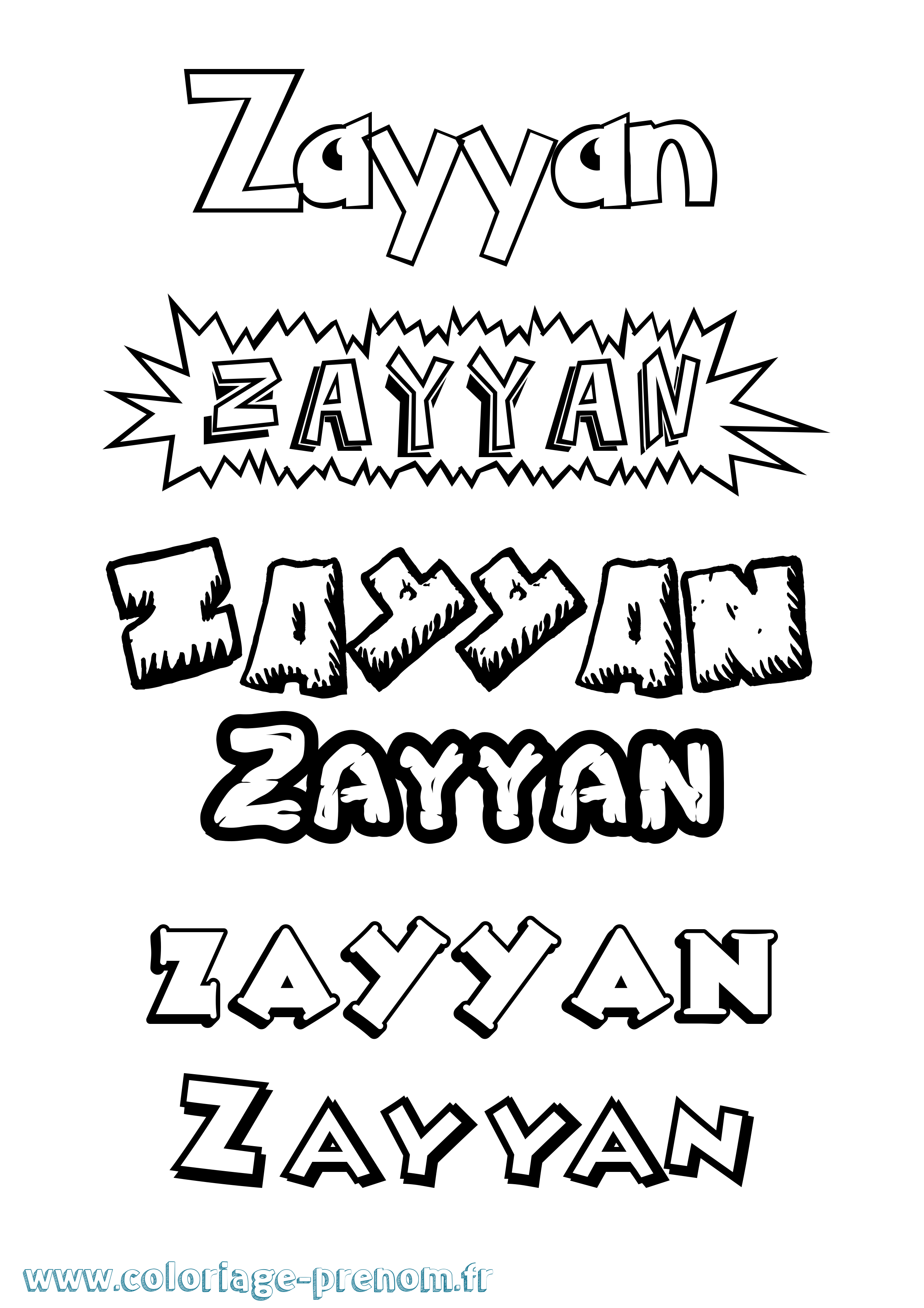 Coloriage Zayyan Dessin Animé Coloriage prénom Zayyan Dessin Animé