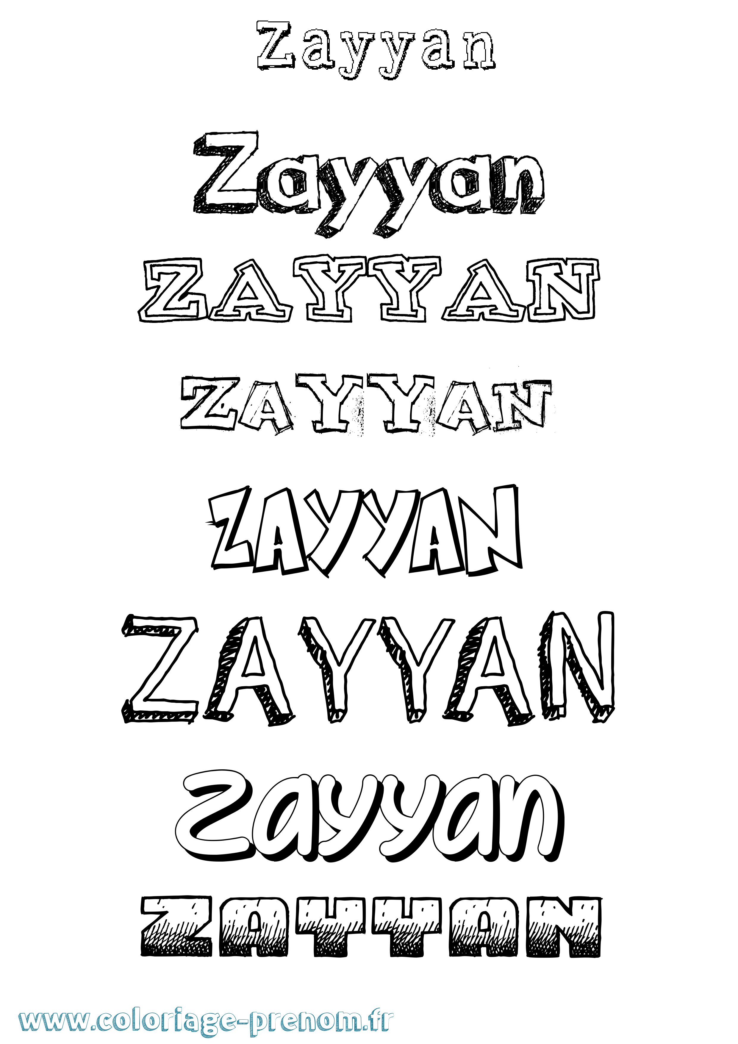 Coloriage Zayyan Dessiné Coloriage prénom Zayyan Dessiné