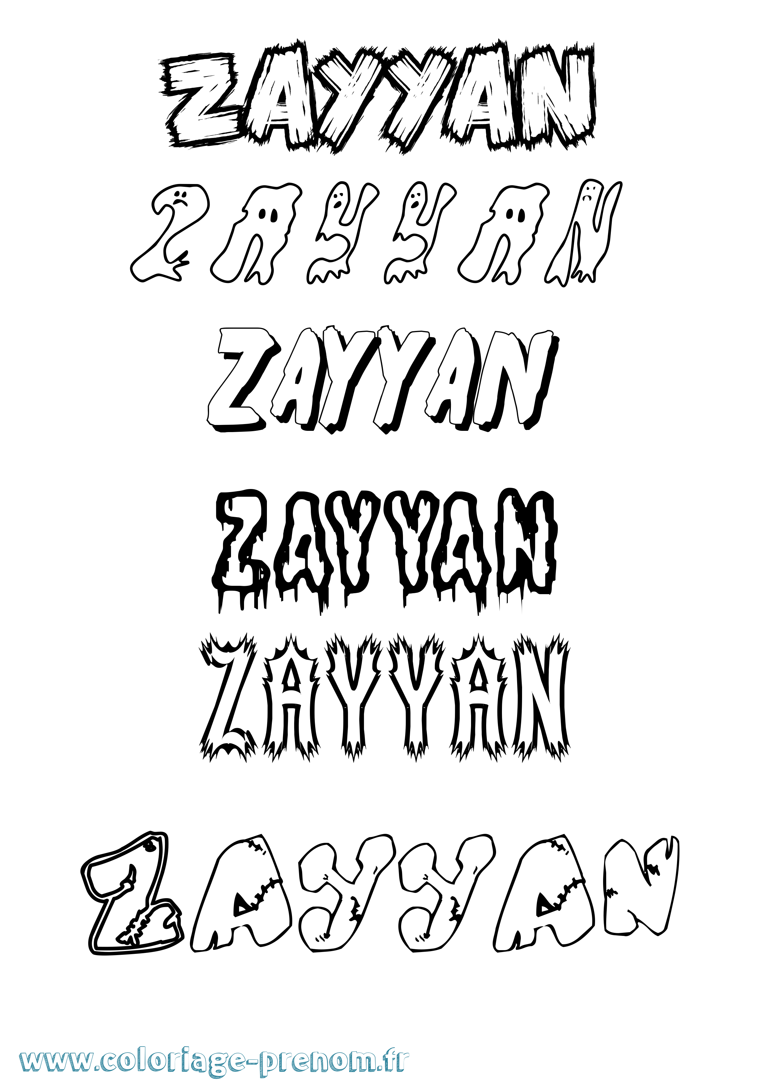 Coloriage Zayyan Frisson Coloriage prénom Zayyan Frisson