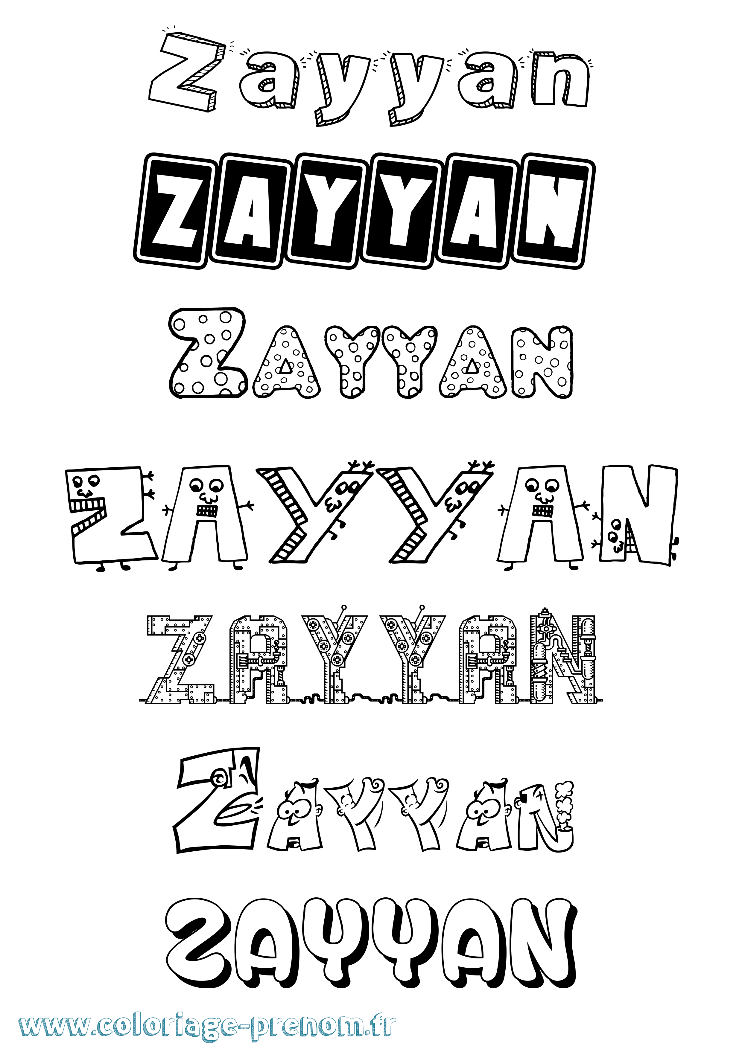 Coloriage Zayyan Fun Coloriage prénom Zayyan Fun