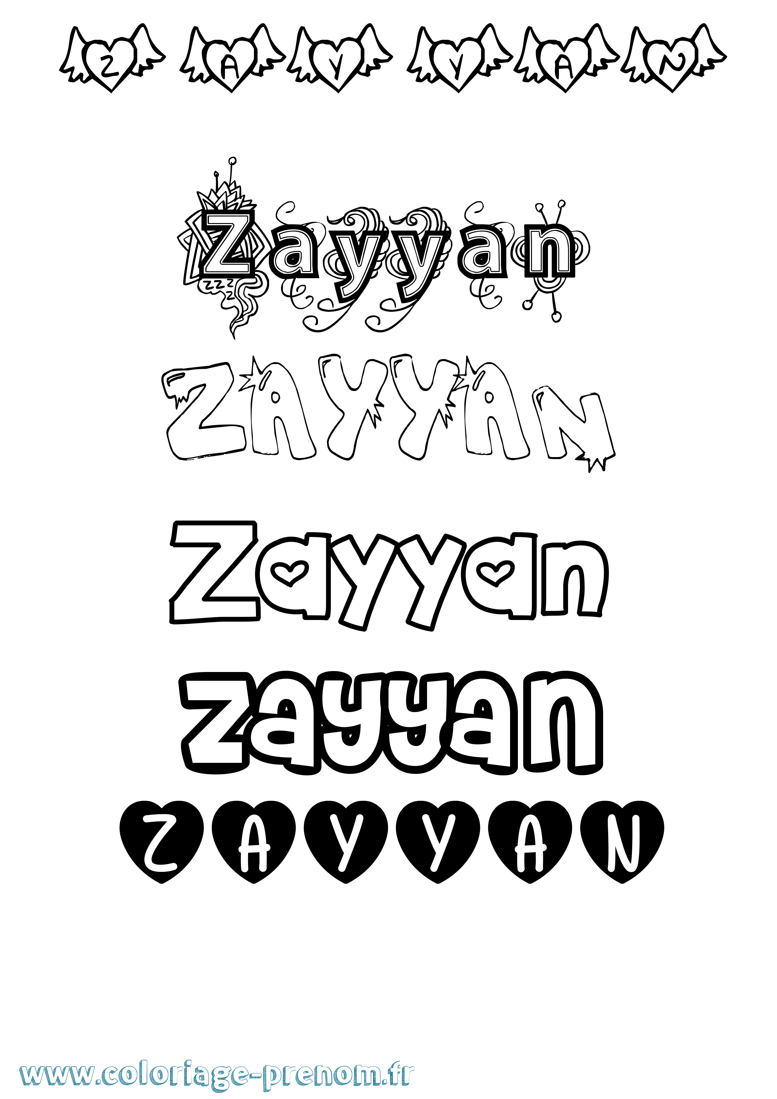 Coloriage Zayyan Girly Coloriage prénom Zayyan Girly