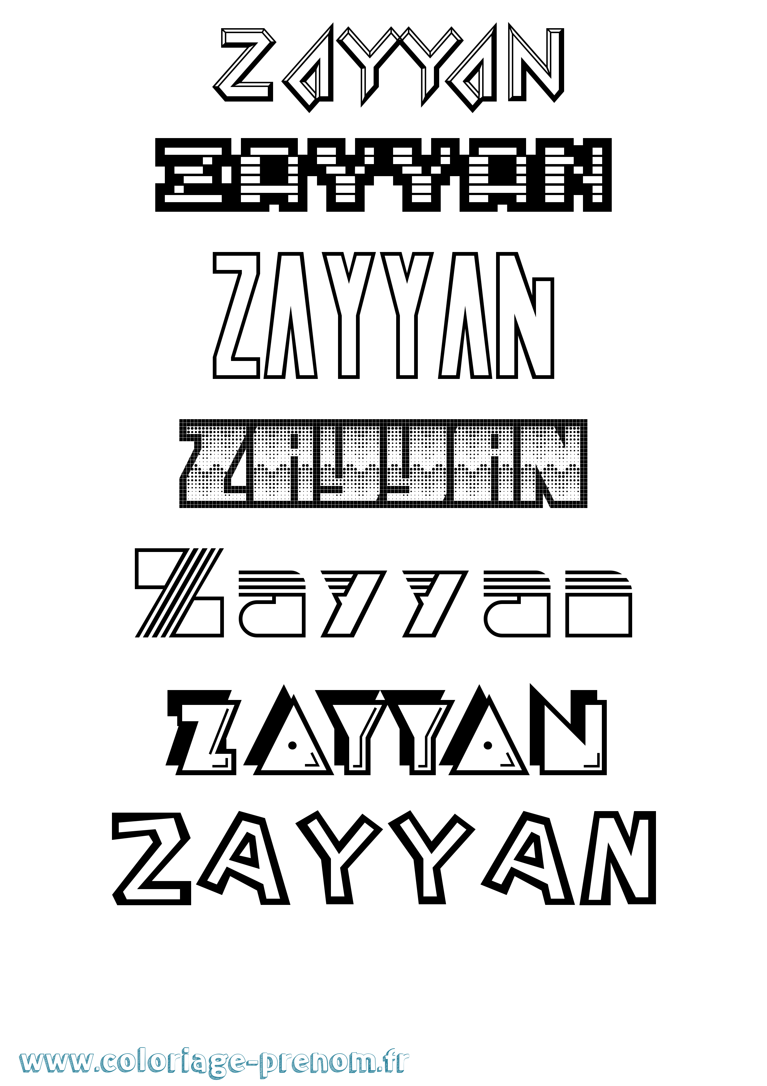 Coloriage Zayyan Jeux Vidéos Coloriage prénom Zayyan Jeux Vidéos