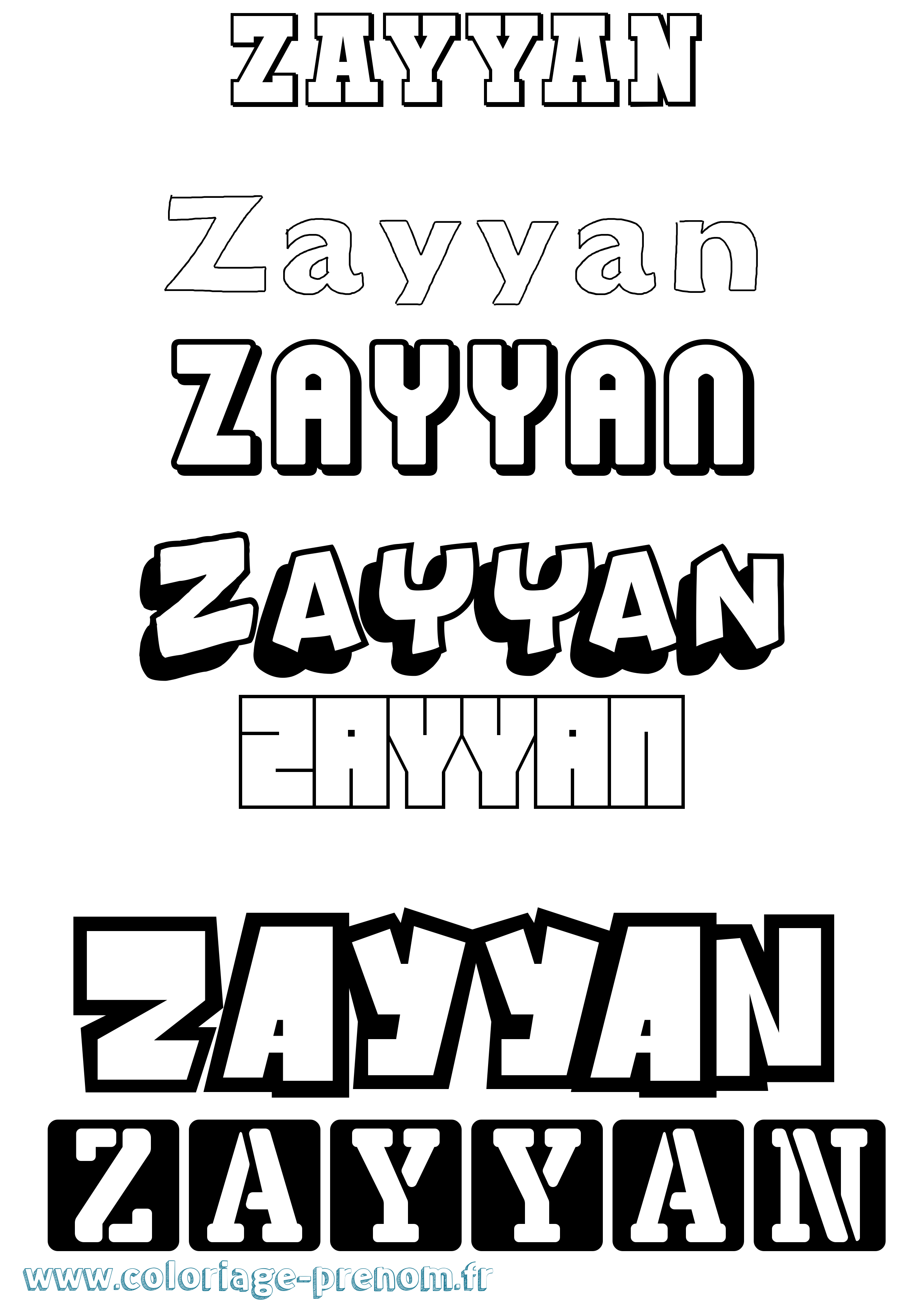 Coloriage Zayyan Simple Coloriage prénom Zayyan Simple