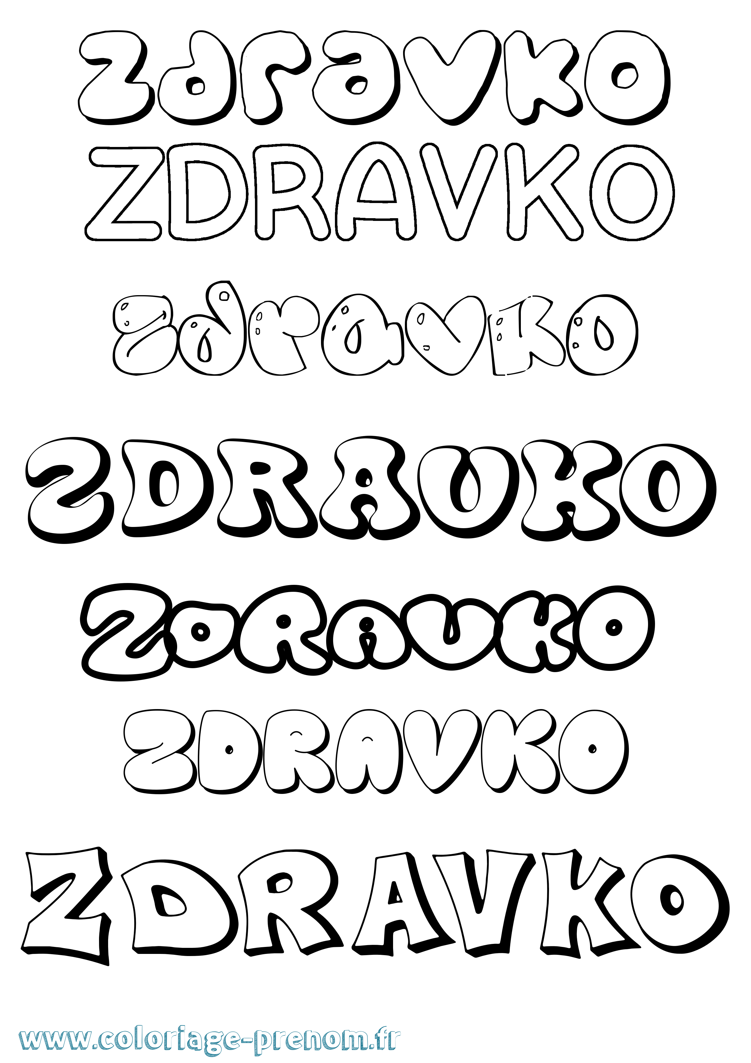 Coloriage Zdravko Bubble Coloriage prénom Zdravko Bubble