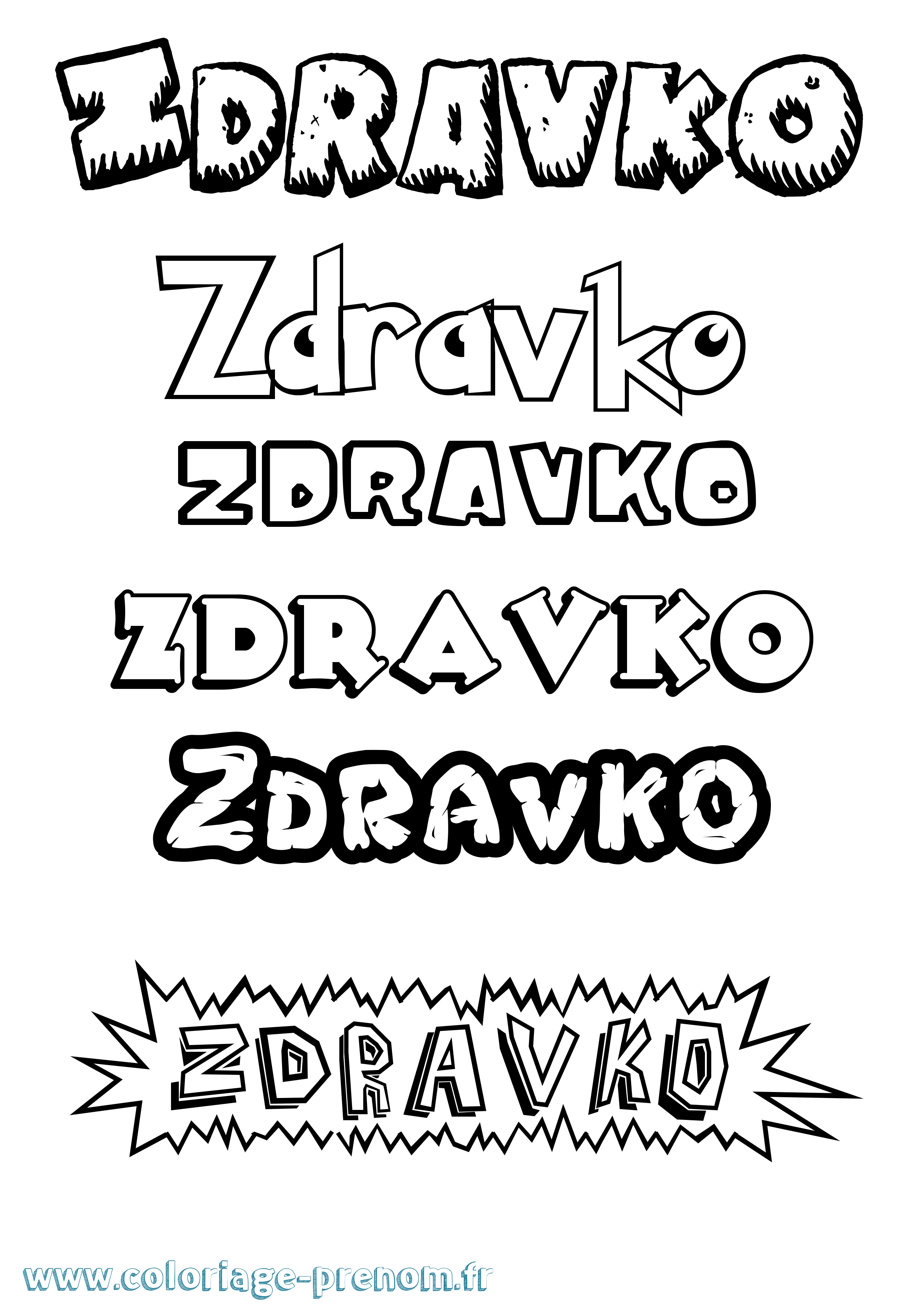 Coloriage Zdravko Dessin Animé Coloriage prénom Zdravko Dessin Animé