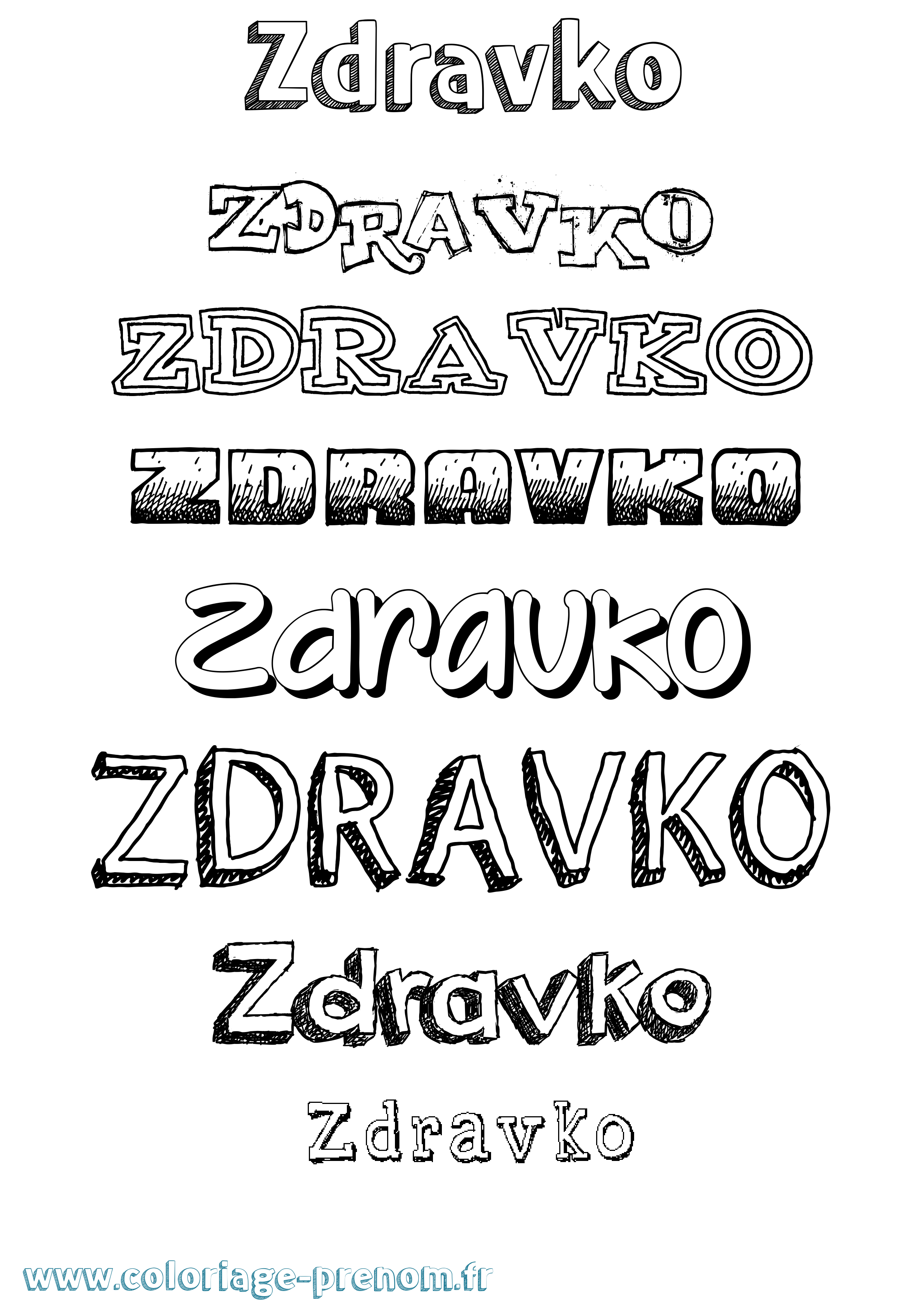 Coloriage Zdravko Dessiné Coloriage prénom Zdravko Dessiné
